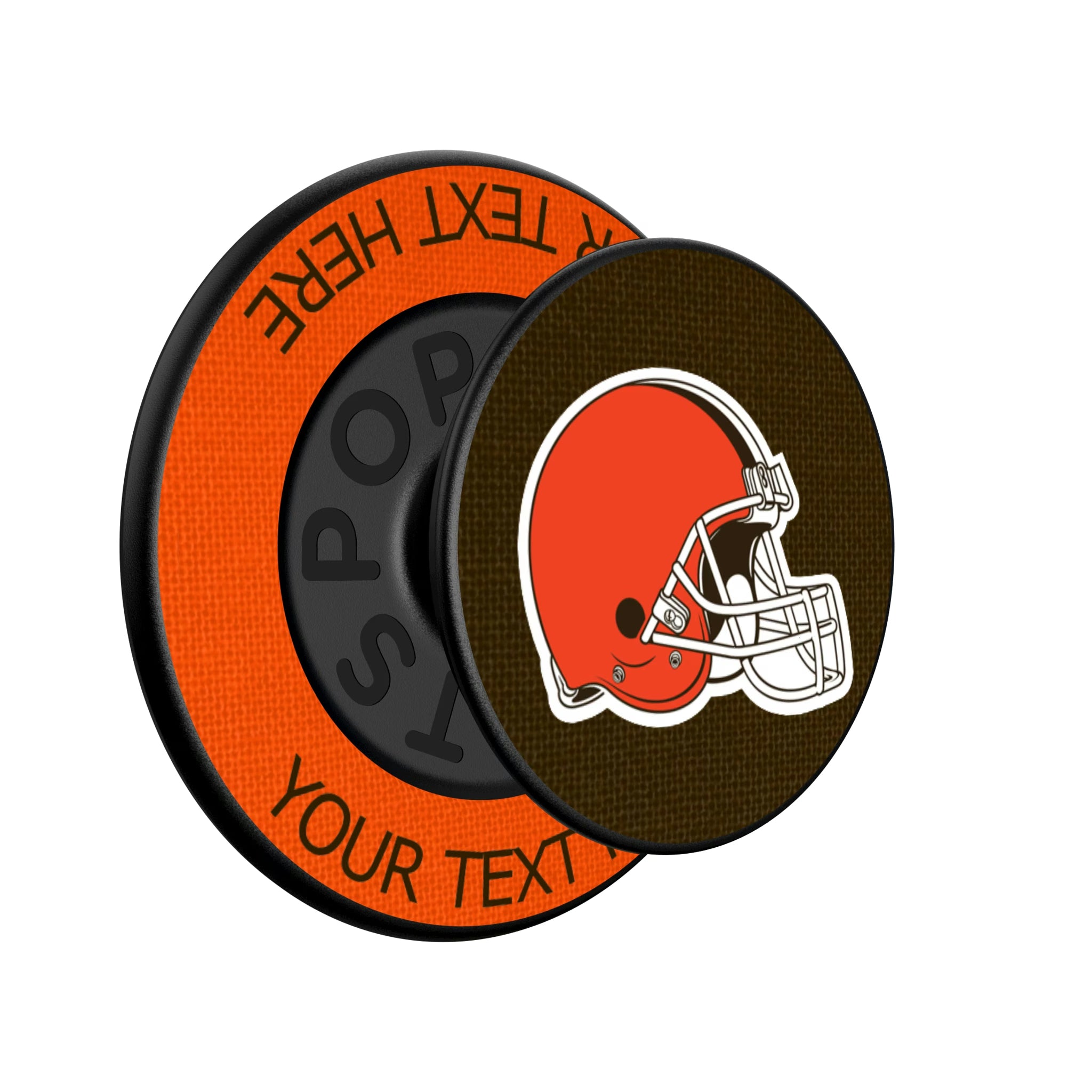 Cleveland Browns Personalized Endzone Solid Popsockets Round Magnetic - Isometric View