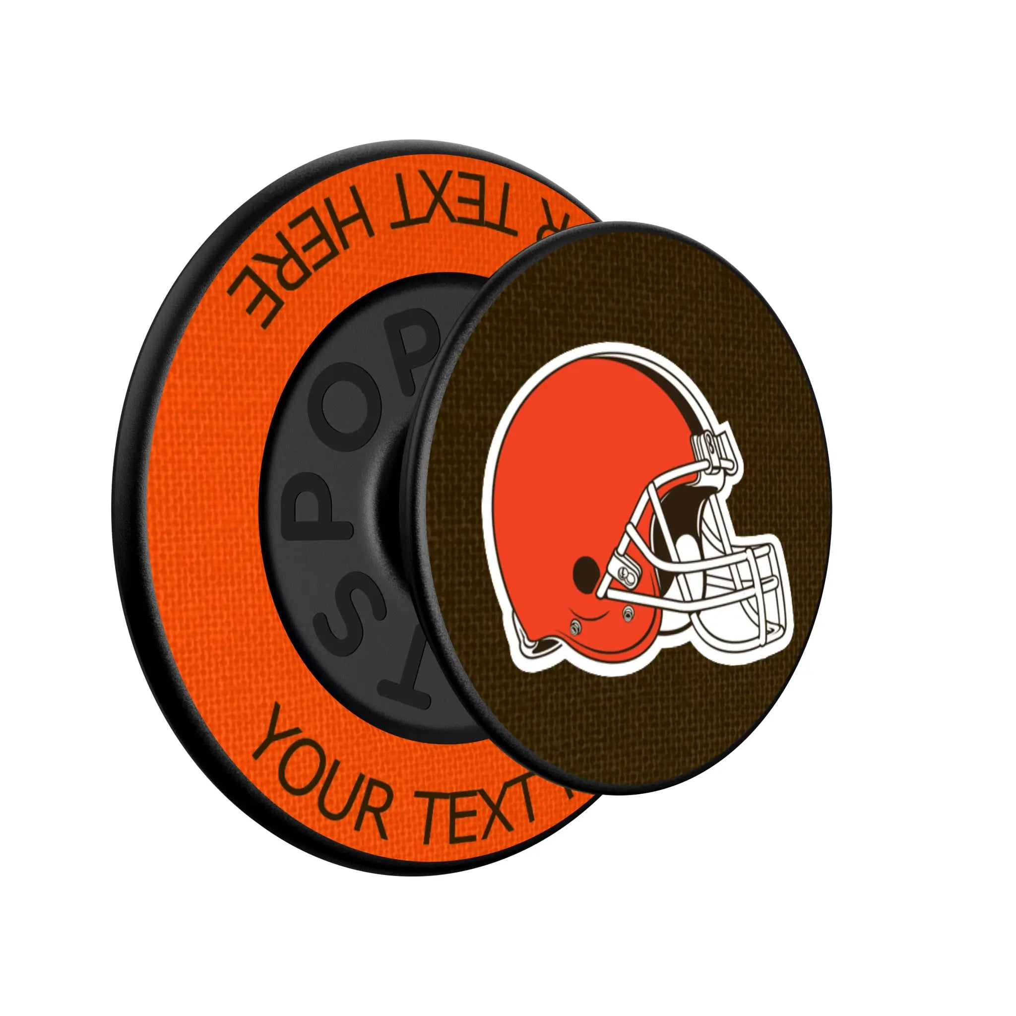 Cleveland Browns Personalized Endzone Solid Popsockets Round Magnetic - Isometric View