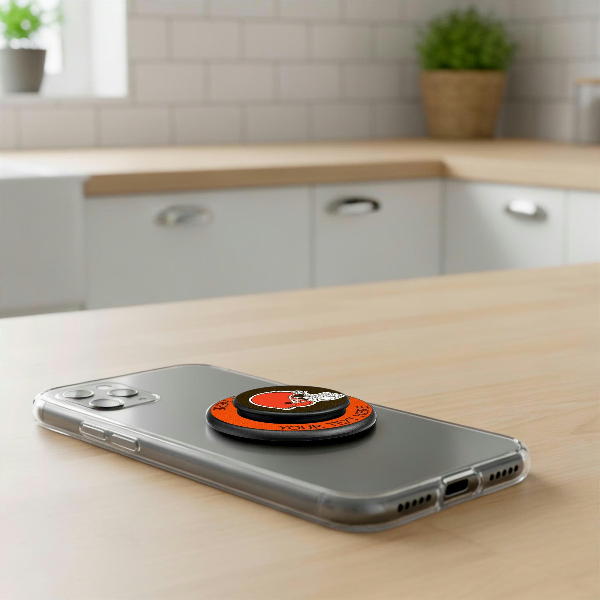 Cleveland Browns Personalized Endzone Solid Popsockets Round Magnetic - Lifestyle