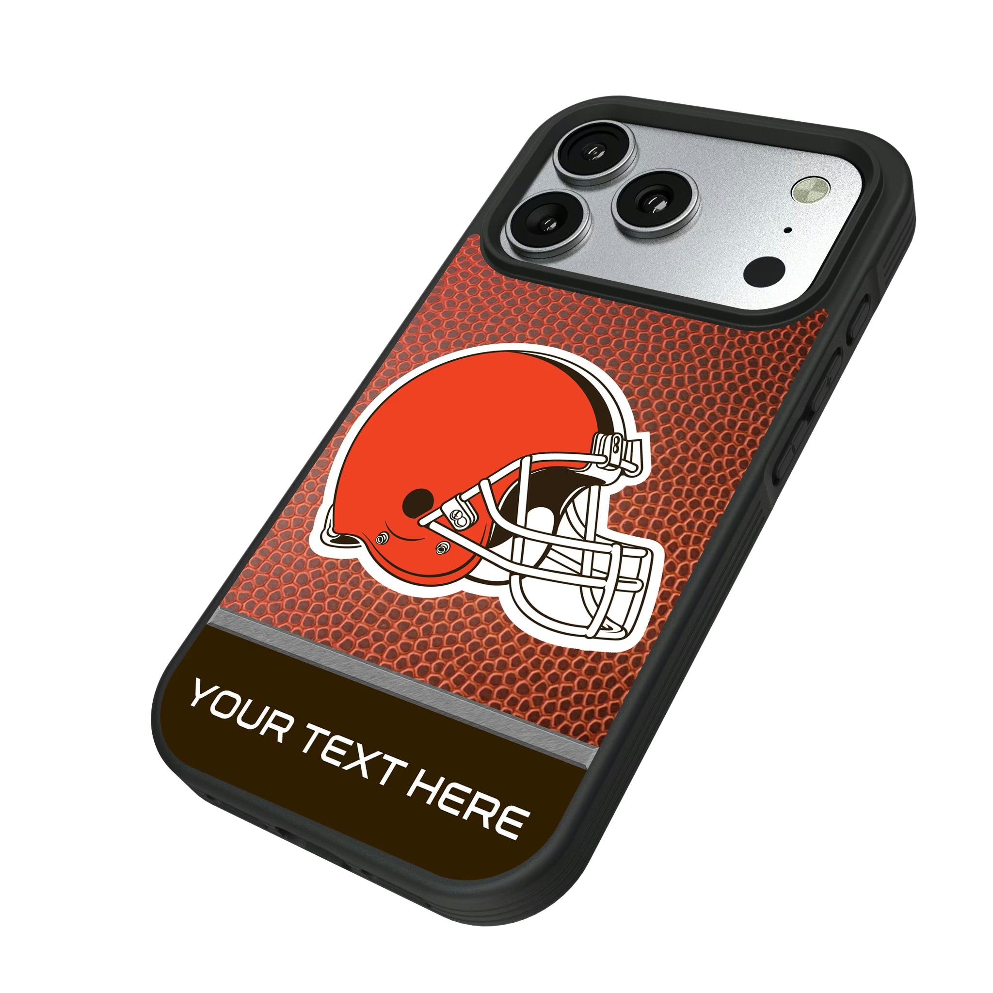 Cleveland Browns Personalized Football iPhone Bump Phone Case for Apple iPhone - Isometric View#Device_iPhone 17 Pro