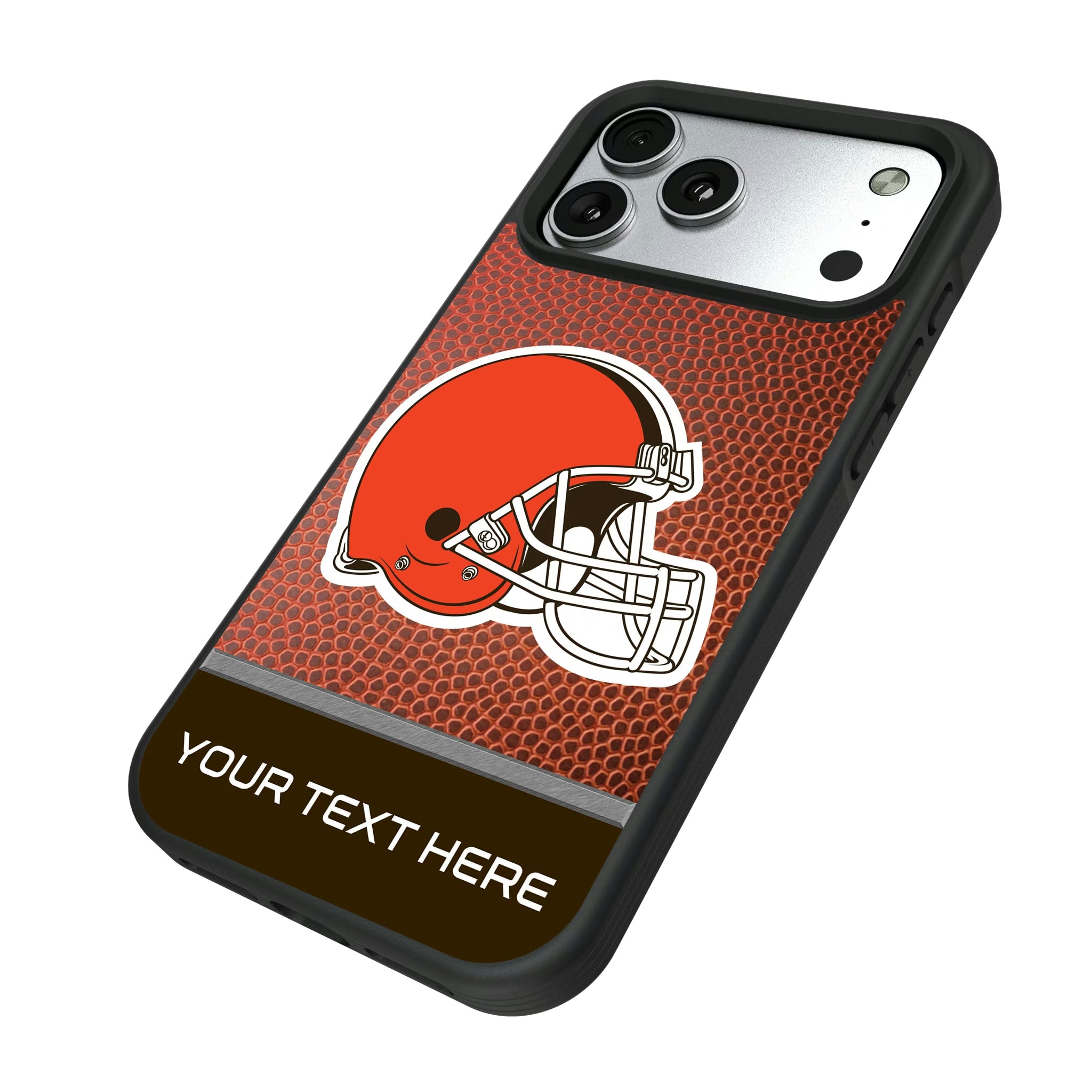 Cleveland Browns Personalized Football iPhone Bump Phone Case for Apple iPhone - Isometric View#Device_iPhone 17 Pro Max
