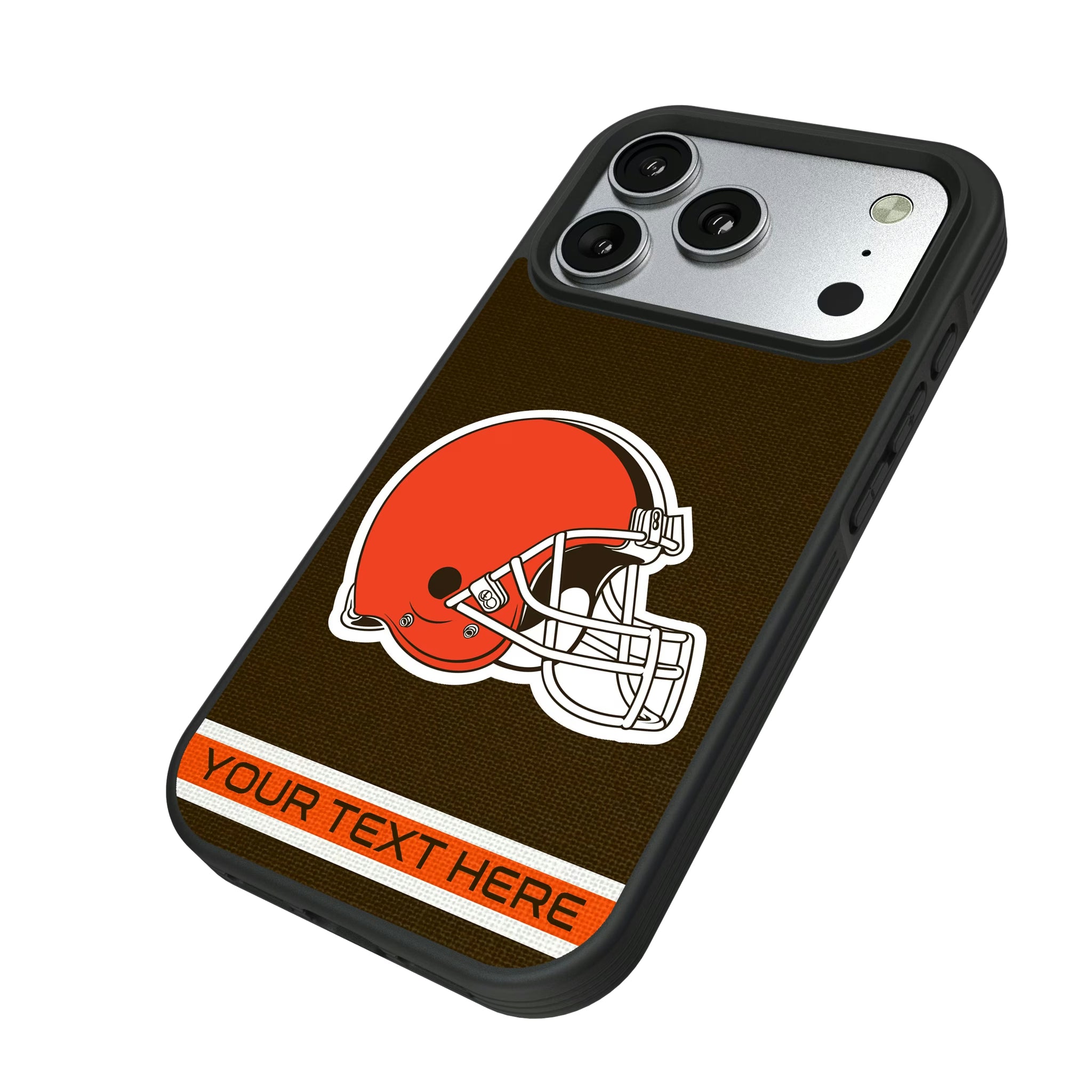 Cleveland Browns Personalized Stripe iPhone Bump Phone Case for Apple iPhone - Isometric View#Device_iPhone 17 Pro