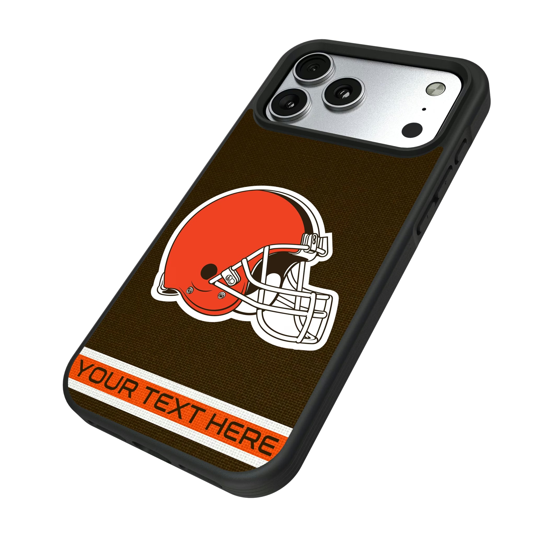 Cleveland Browns Personalized Stripe iPhone Bump Phone Case for Apple iPhone - Isometric View#Device_iPhone 17 Pro Max