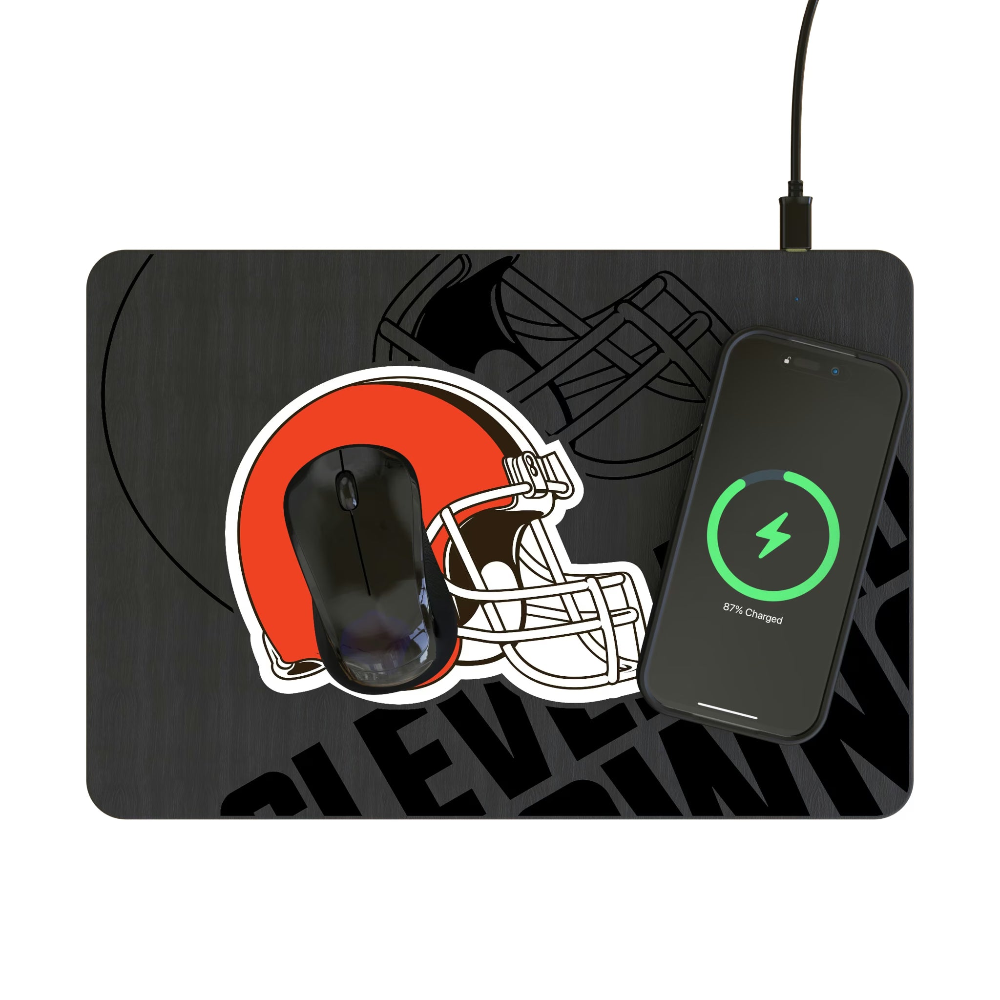 Cleveland Browns Personalized Tilt 15-Watt Wireless Charger and Mouse Pad - Lifestyle