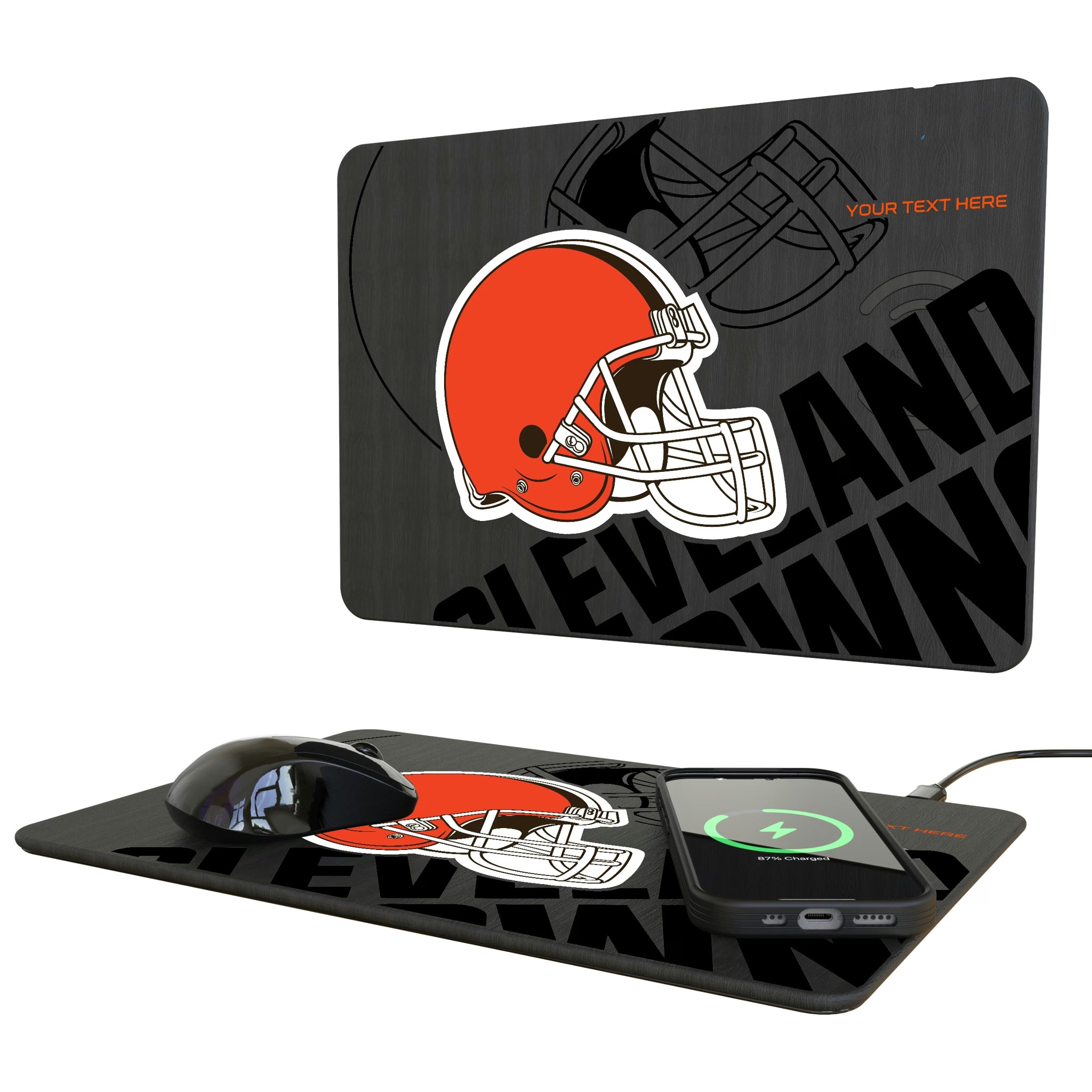 Cleveland Browns Personalized Tilt 15-Watt Wireless Charger and Mouse Pad