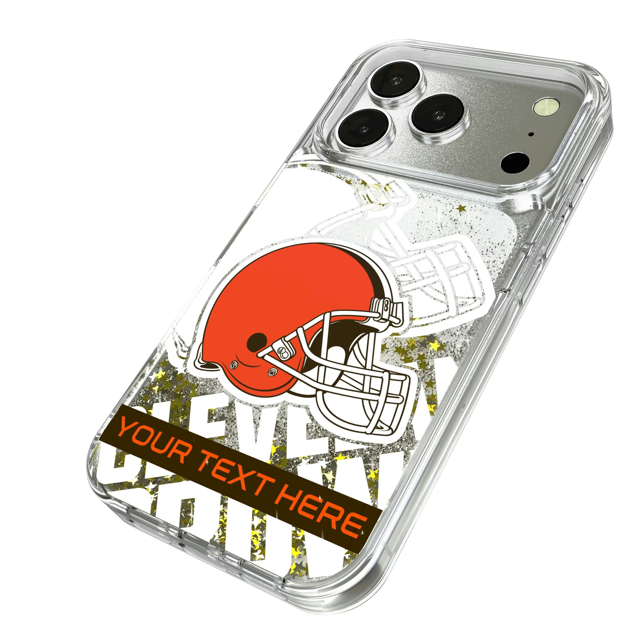 Cleveland Browns Personalized Tilt iPhone Glitter Phone Case for Apple iPhone - Isometric View