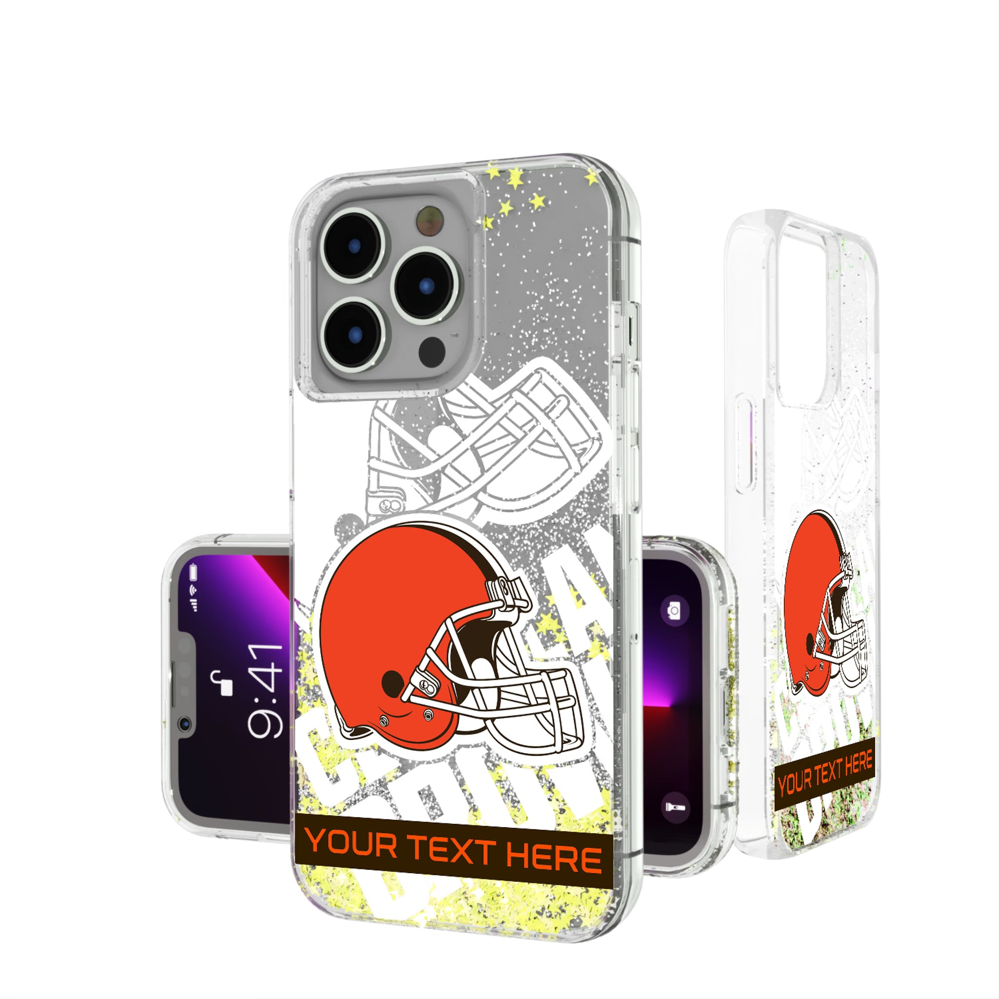 Cleveland Browns Personalized Tilt iPhone Glitter Phone Case for Apple iPhone