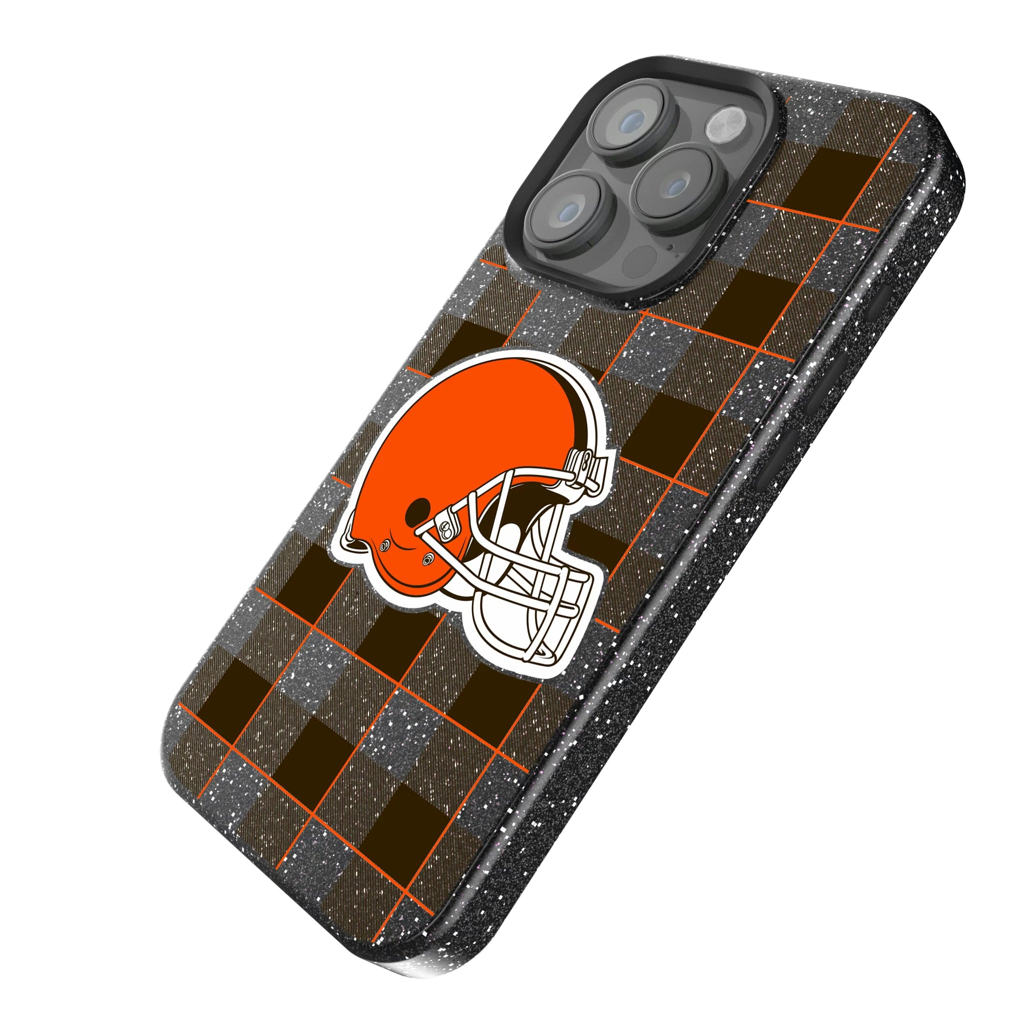 Cleveland Browns Plaid iPhone Bling Phone Case for Apple iPhone - Isometric View