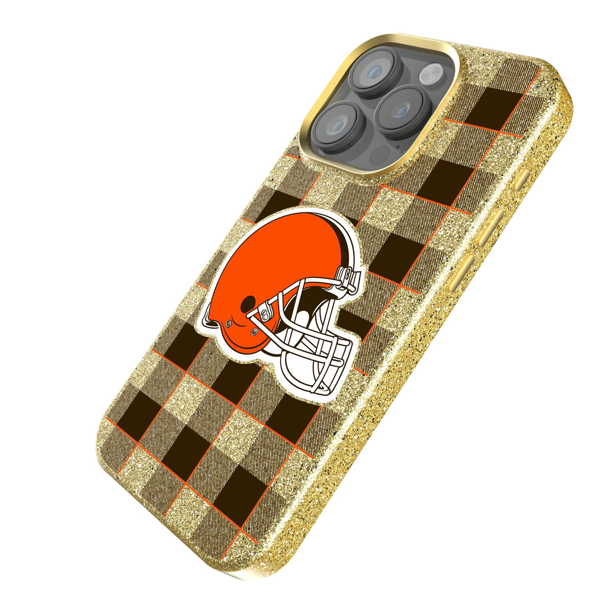 Cleveland Browns Plaid iPhone Bling Phone Case for Apple iPhone - Isometric View