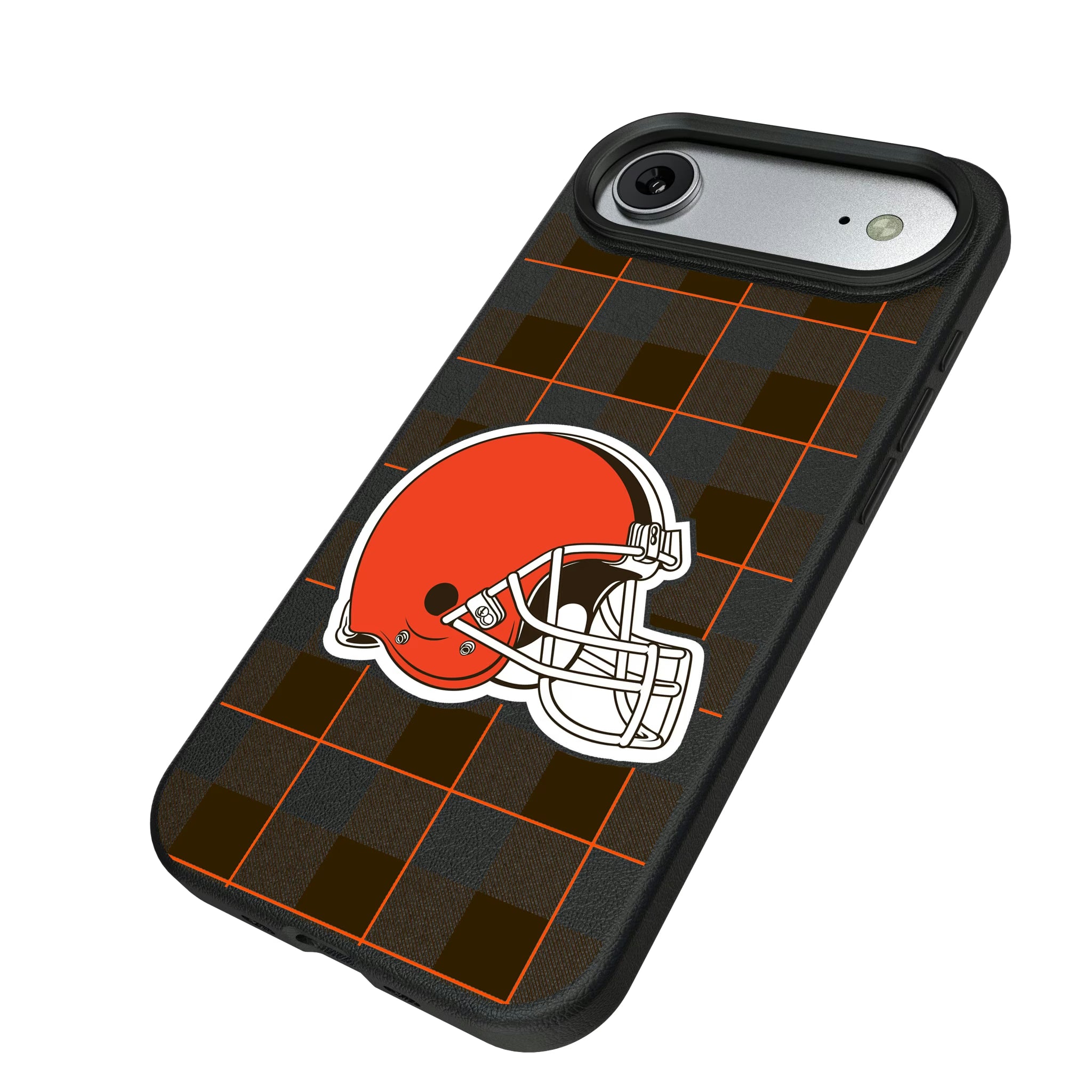 Cleveland Browns Plaid iPhone MagSafe Compatible Phone Case for Apple iPhone - Isometric View#Device_iPhone Air