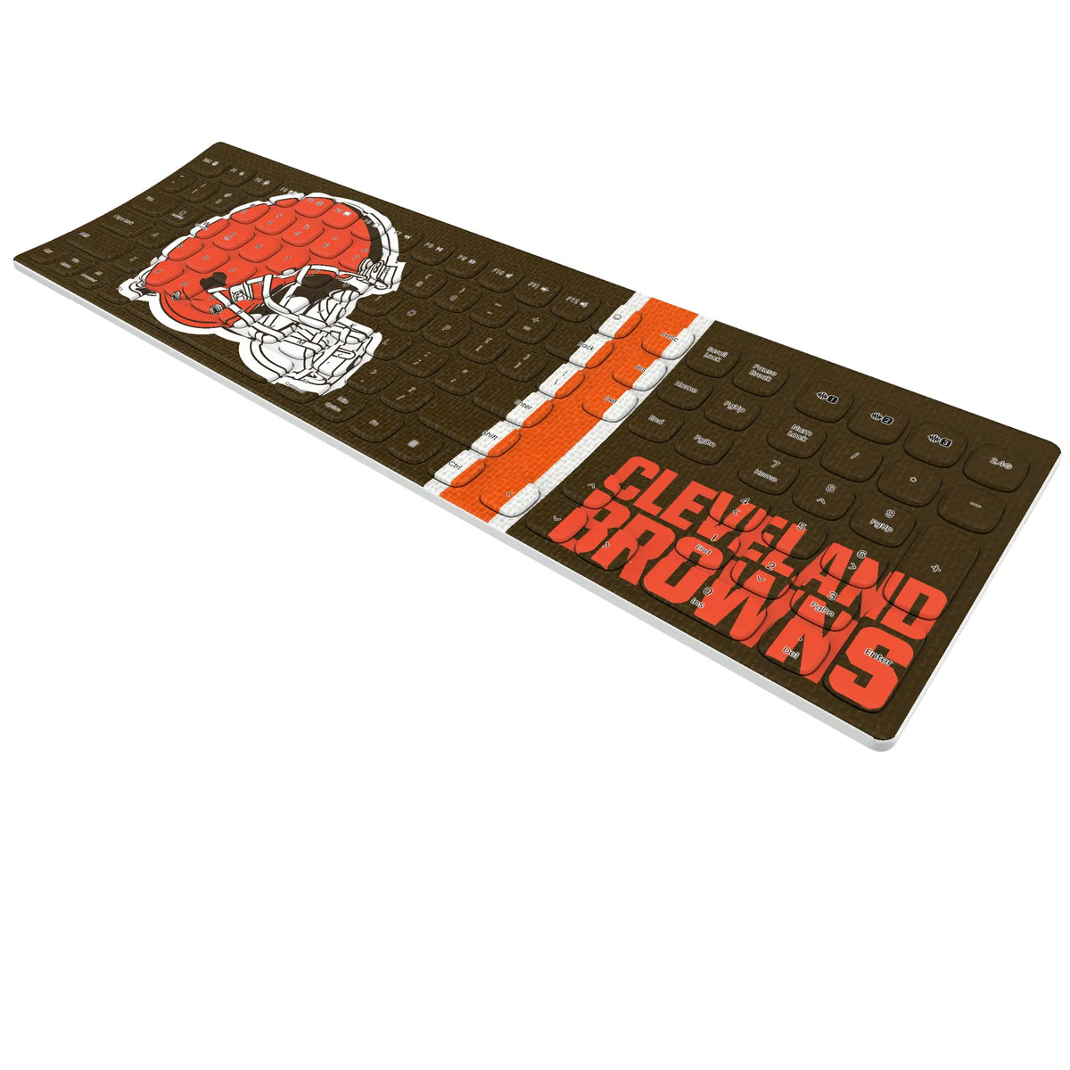 Cleveland Browns Stripe KKB605 Curved Wireless Keyboard - Isometric View