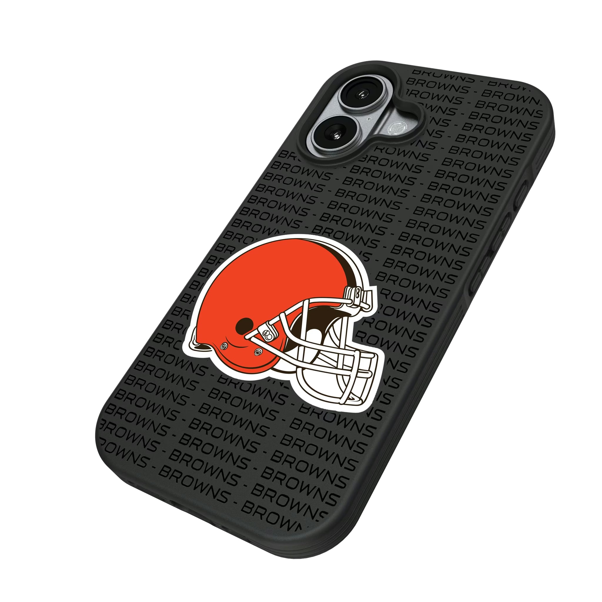 Cleveland Browns Text Backdrop iPhone Bump Phone Case for Apple iPhone - Isometric View#Device_iPhone 17