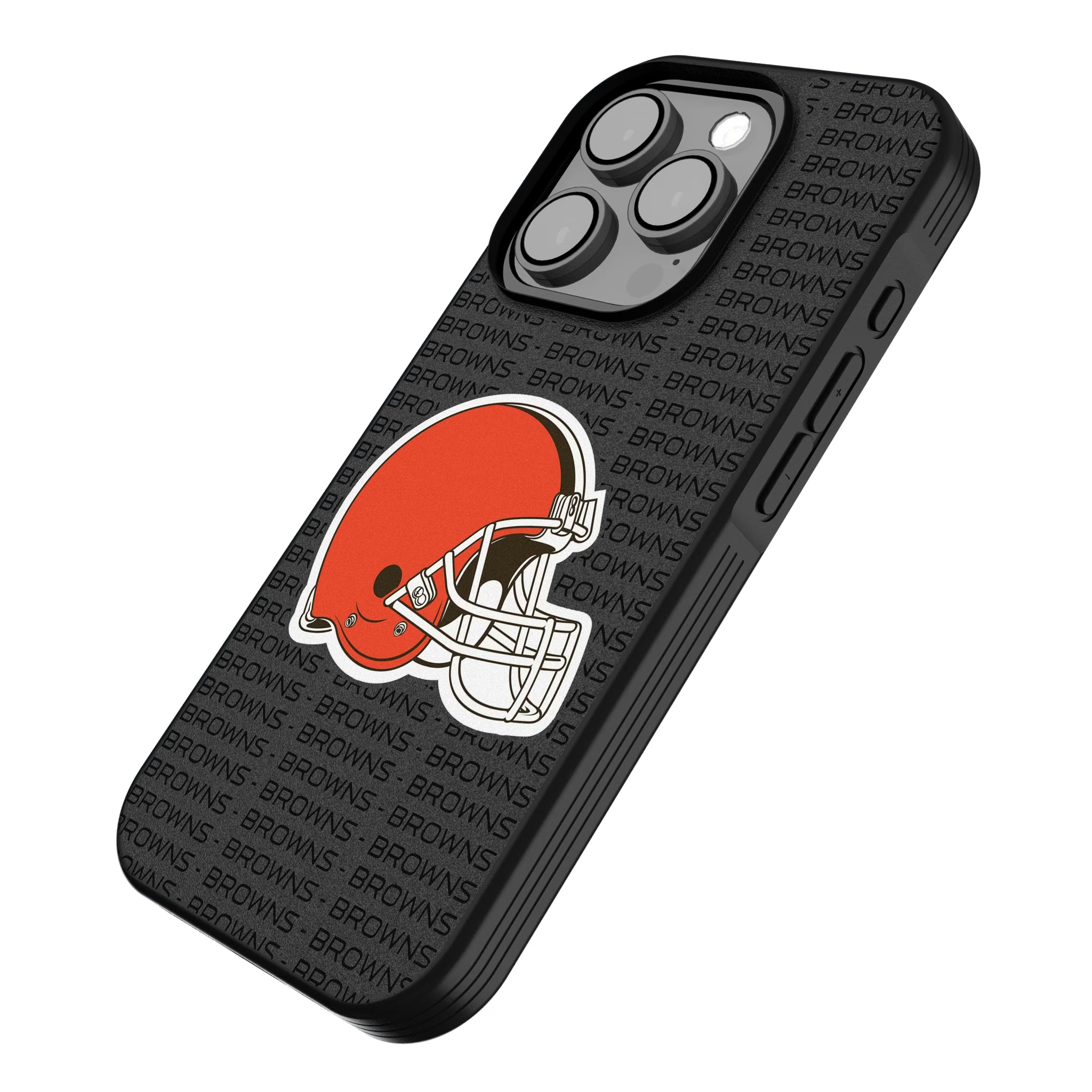 Cleveland Browns Text Backdrop iPhone Bump Phone Case for Apple iPhone - Isometric View