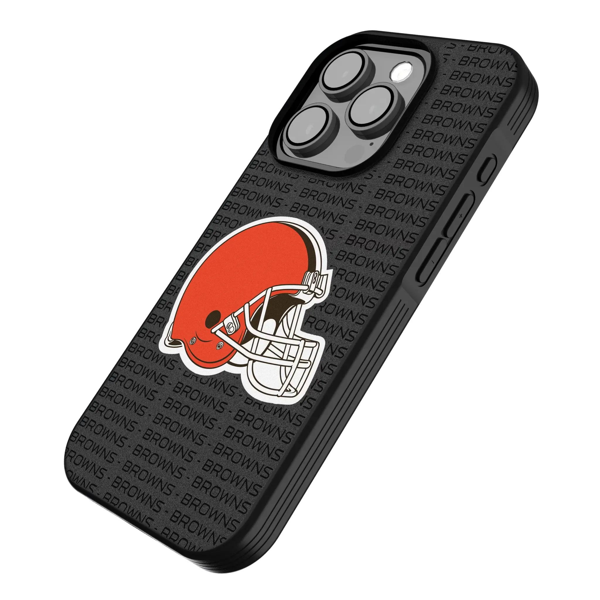 Cleveland Browns Text Backdrop iPhone Bump Phone Case for Apple iPhone - Isometric View