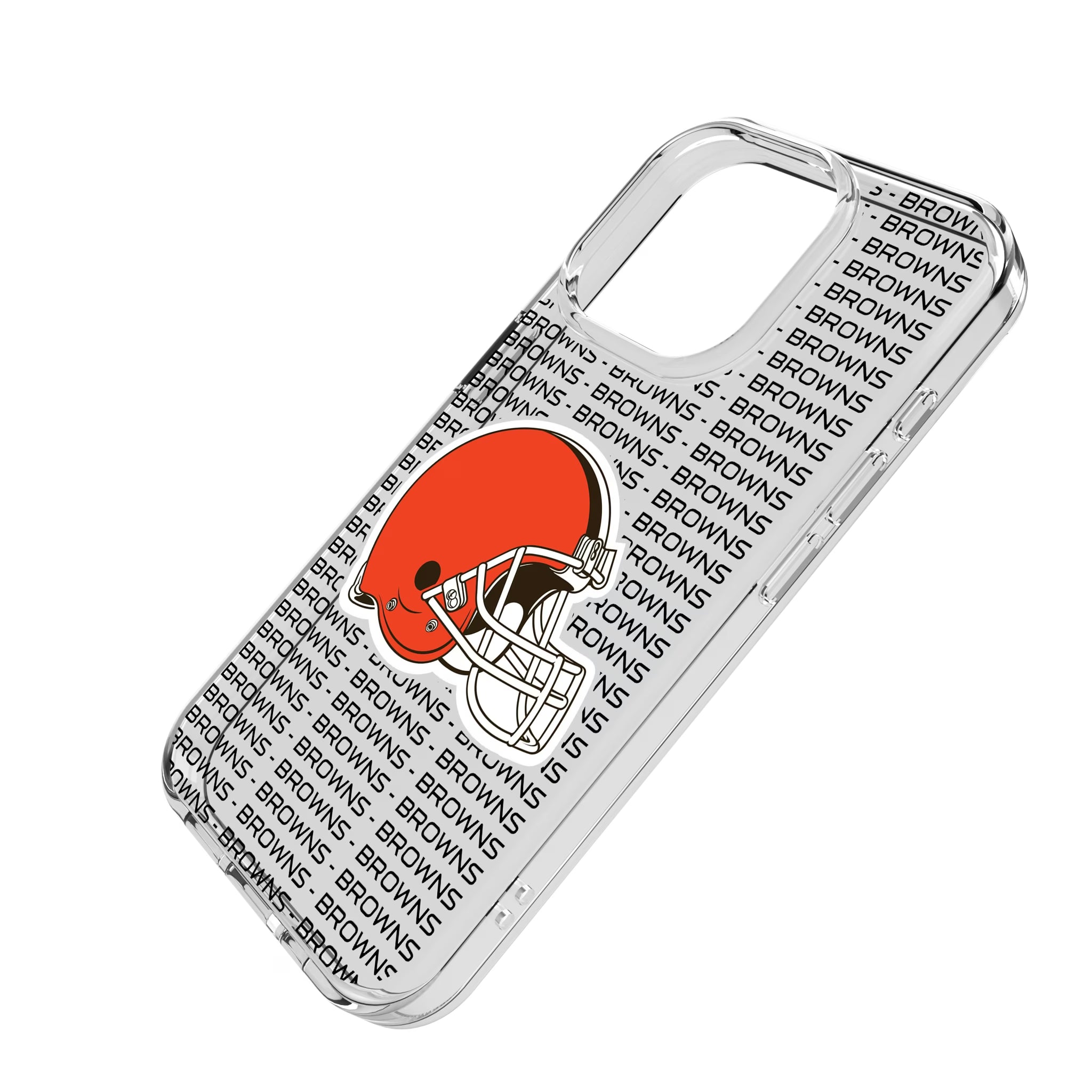 Cleveland Browns Text Backdrop iPhone Clear Phone Case for Apple iPhone - Isometric View