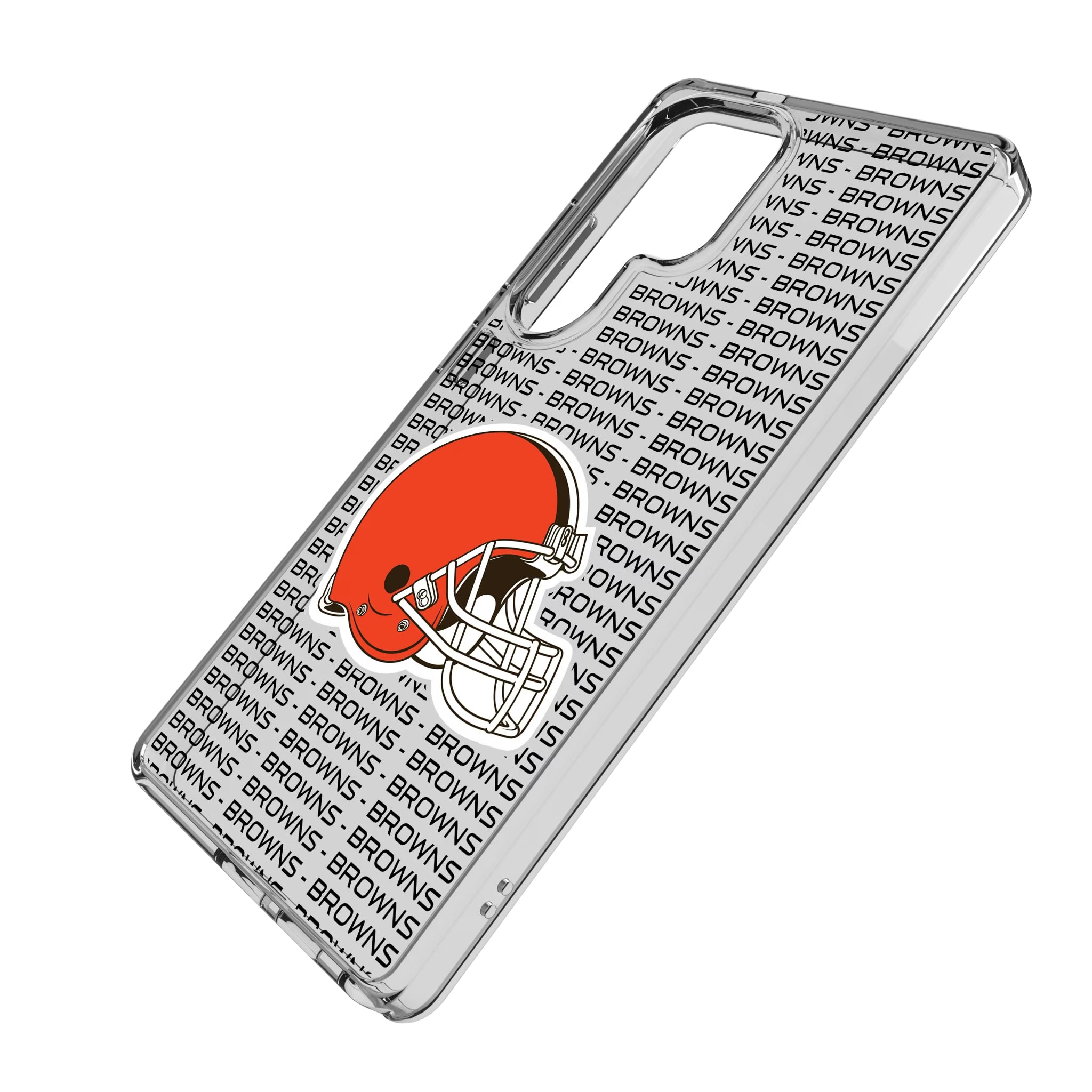Cleveland Browns Text Backdrop Galaxy Clear Phone Case for Samsung Galaxy - Isometric View
