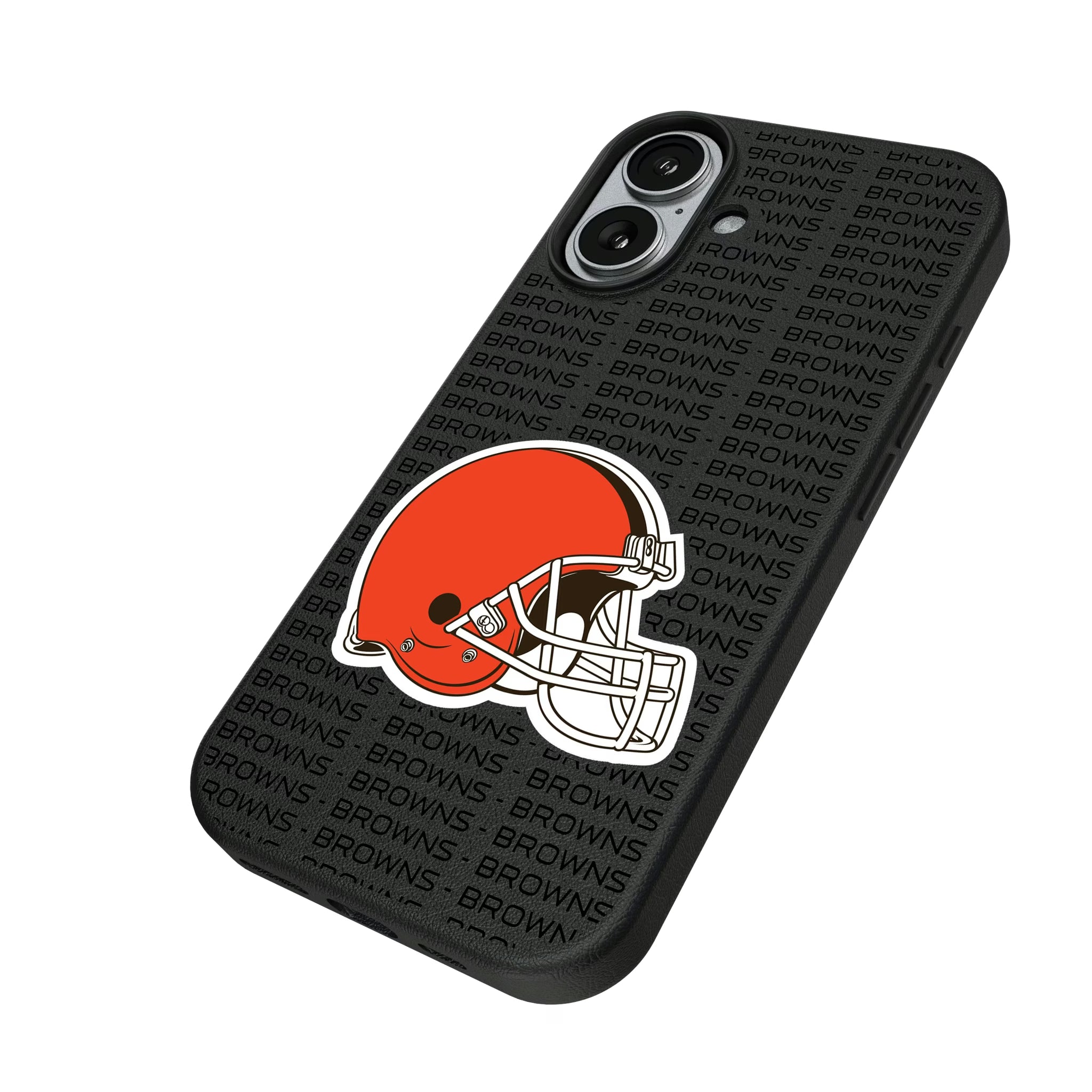 Cleveland Browns Text Backdrop iPhone MagSafe Compatible Phone Case for Apple iPhone - Isometric View#Device_iPhone 17