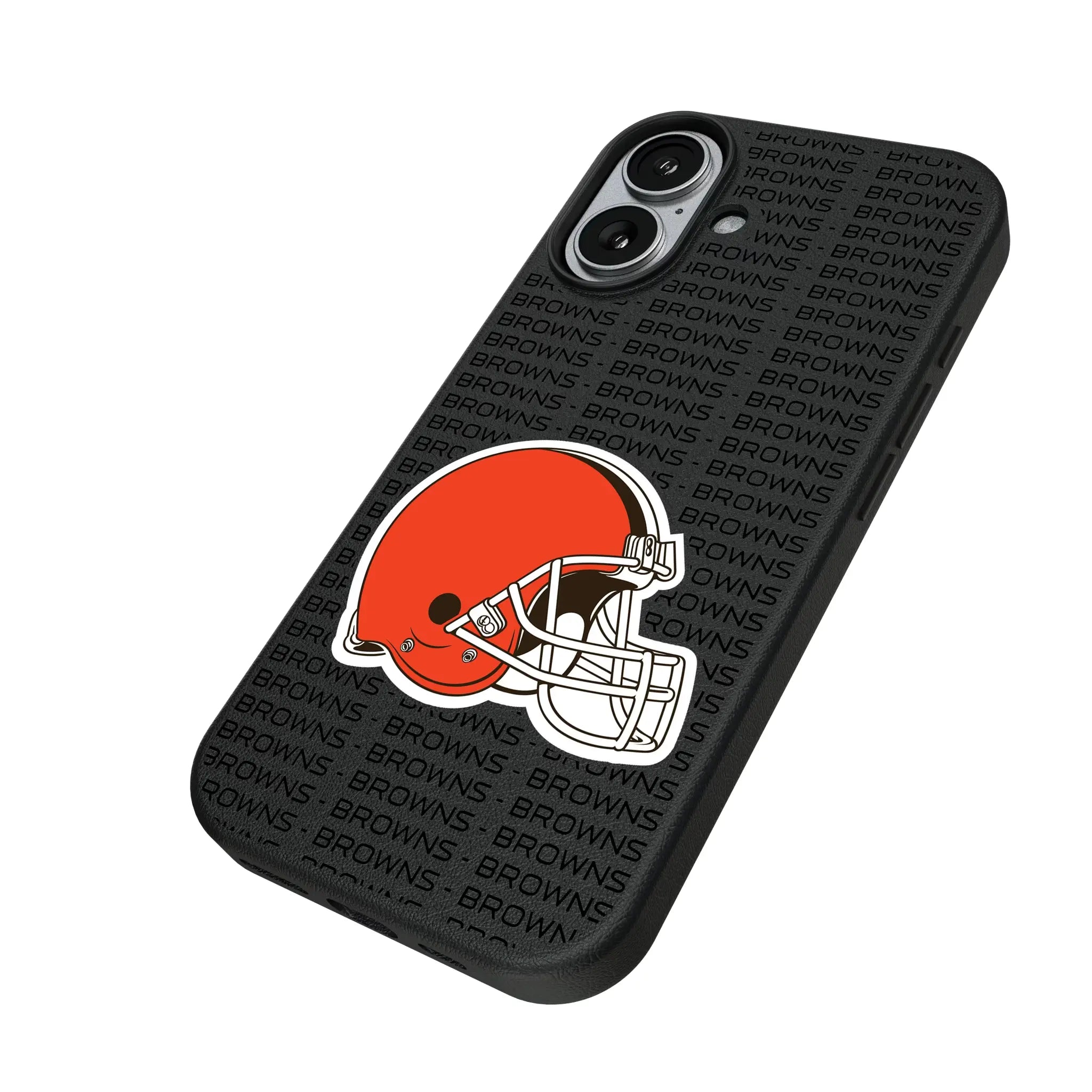 Cleveland Browns Text Backdrop iPhone MagSafe Compatible Phone Case for Apple iPhone - Isometric View#Device_iPhone 17