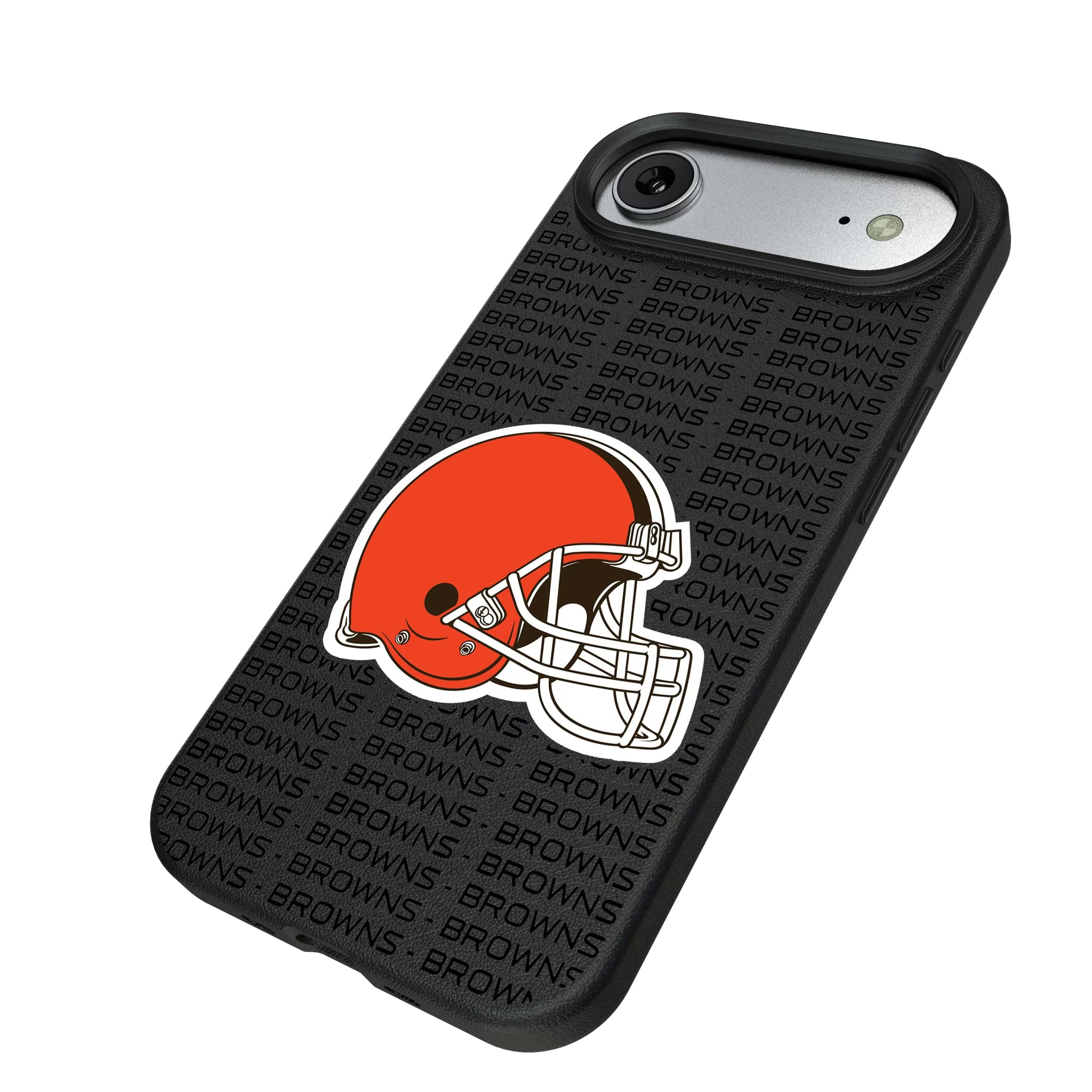 Cleveland Browns Text Backdrop iPhone MagSafe Compatible Phone Case for Apple iPhone - Isometric View#Device_iPhone Air