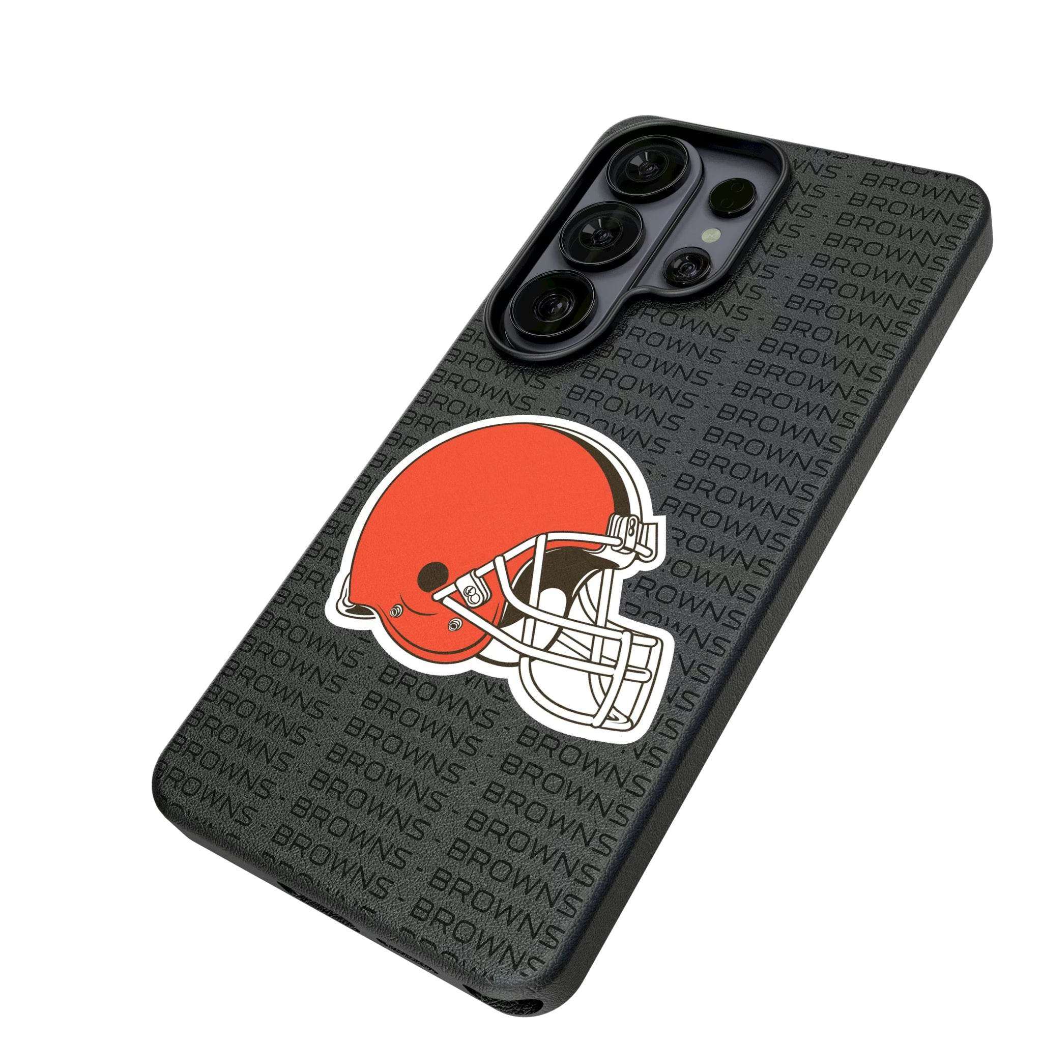 Cleveland Browns Text Backdrop Galaxy MagSafe Compatible Phone Case for Samsung Galaxy - Isometric View