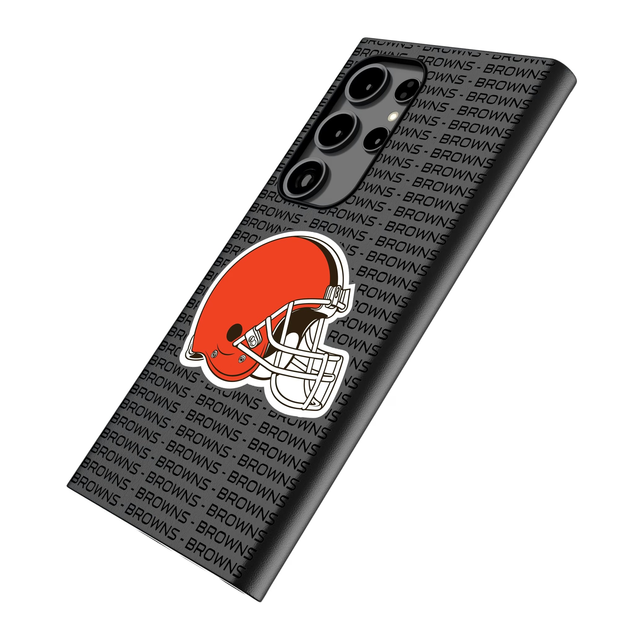 Cleveland Browns Text Backdrop Galaxy MagSafe Compatible Phone Case for Samsung Galaxy - Isometric View