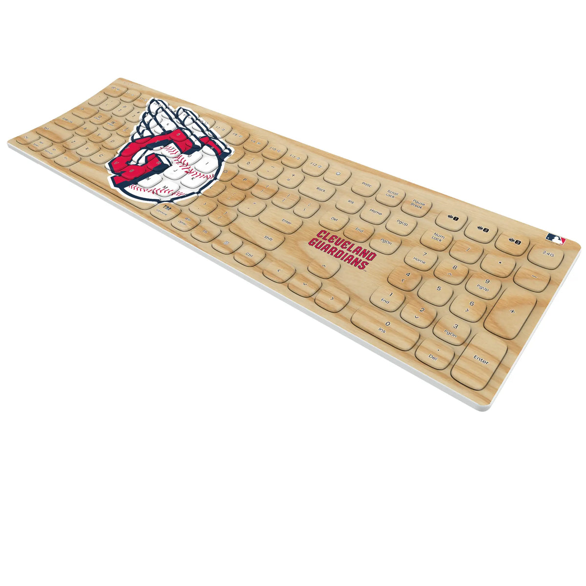 Cleveland Guardians Baseball Bat KKB605 Curved Wireless Keyboard - Isometric View