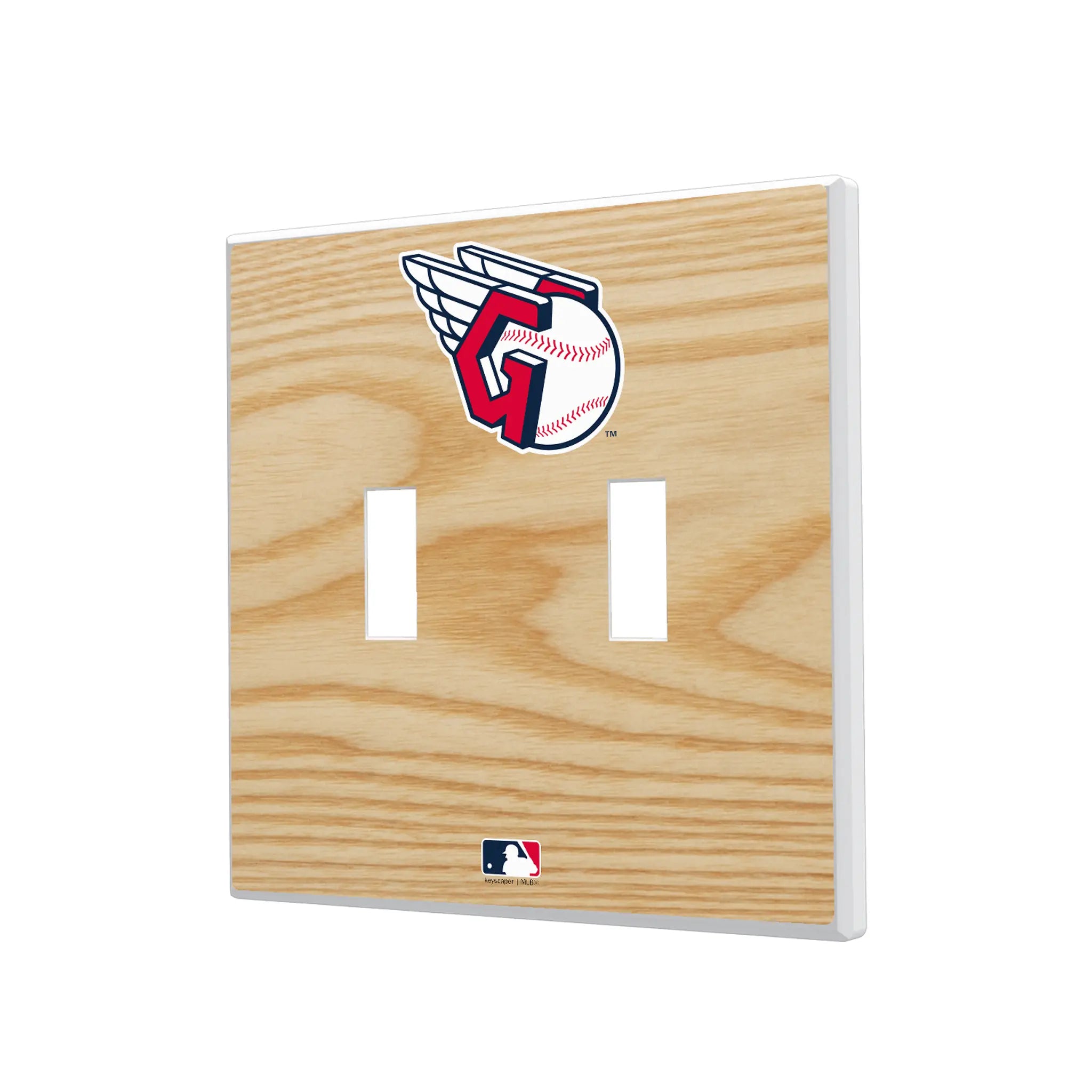 Cleveland Guardians Baseball Bat Hidden-Screw Light Switch Plate#Style_Double Toggle