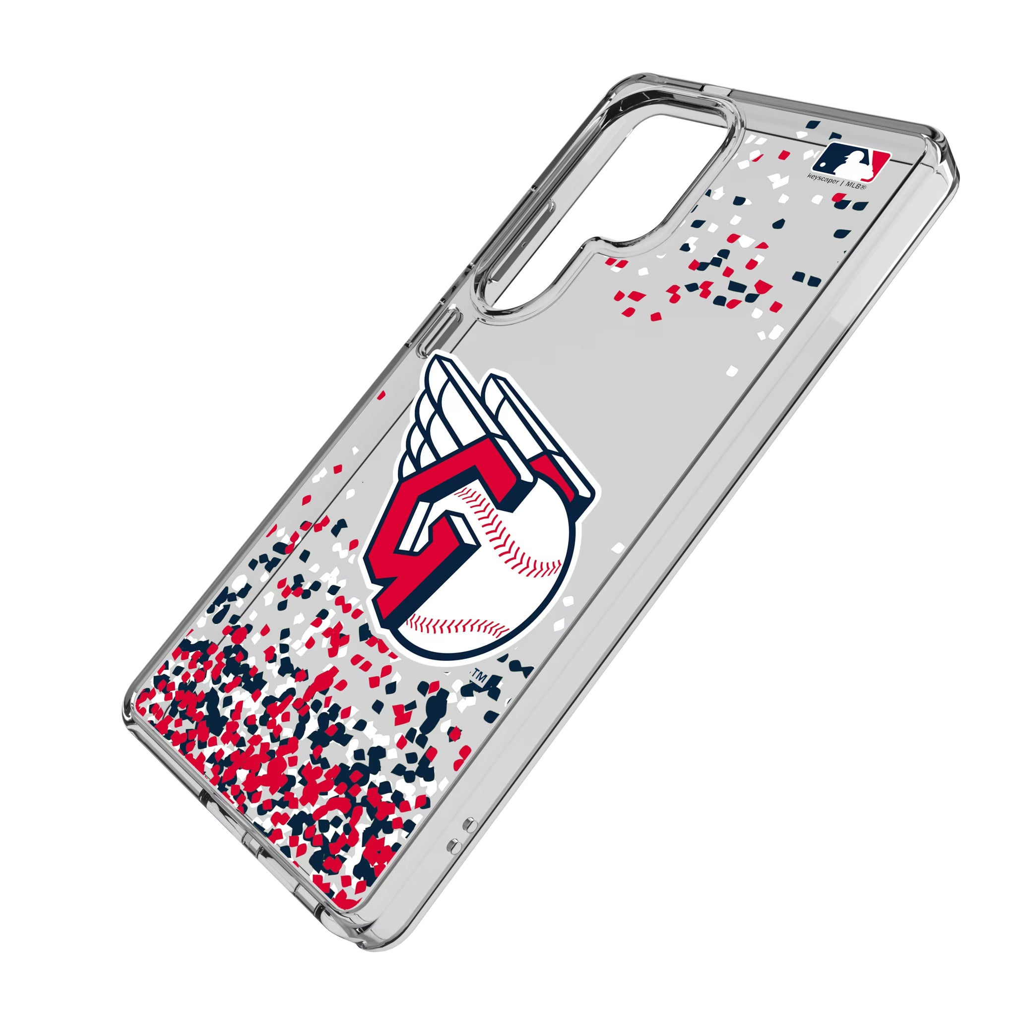 Cleveland Guardians Confetti Galaxy Clear Phone Case for Samsung Galaxy - Isometric View