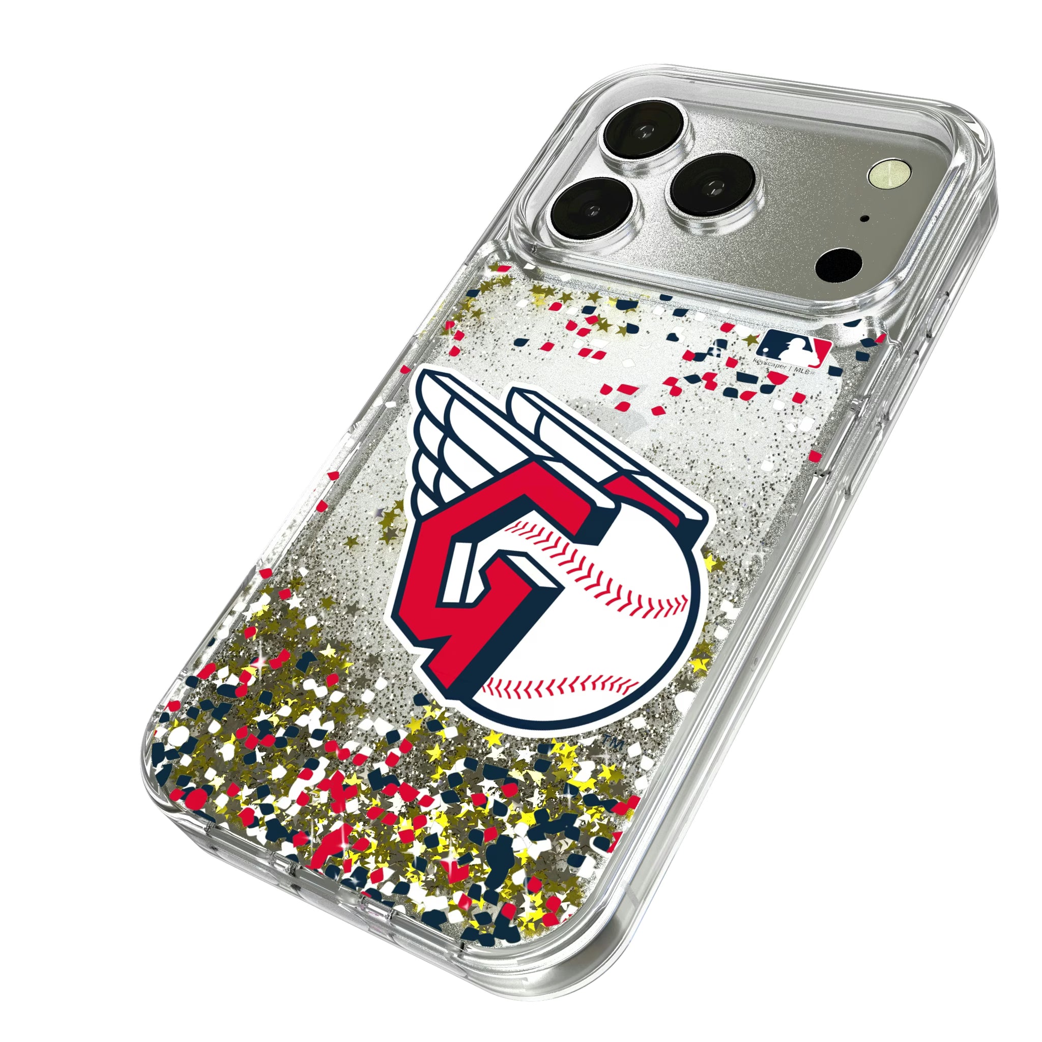 Cleveland Guardians Confetti iPhone Glitter Phone Case for Apple iPhone - Isometric View