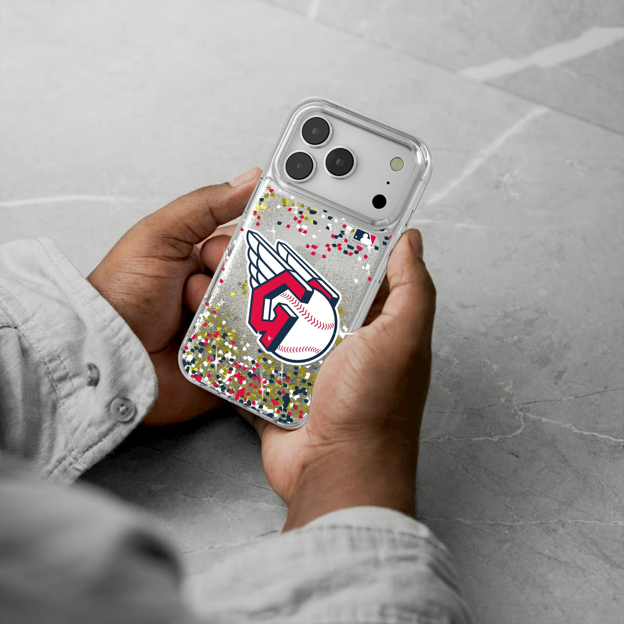 Cleveland Guardians Confetti iPhone Glitter Phone Case for Apple iPhone - Lifestyle