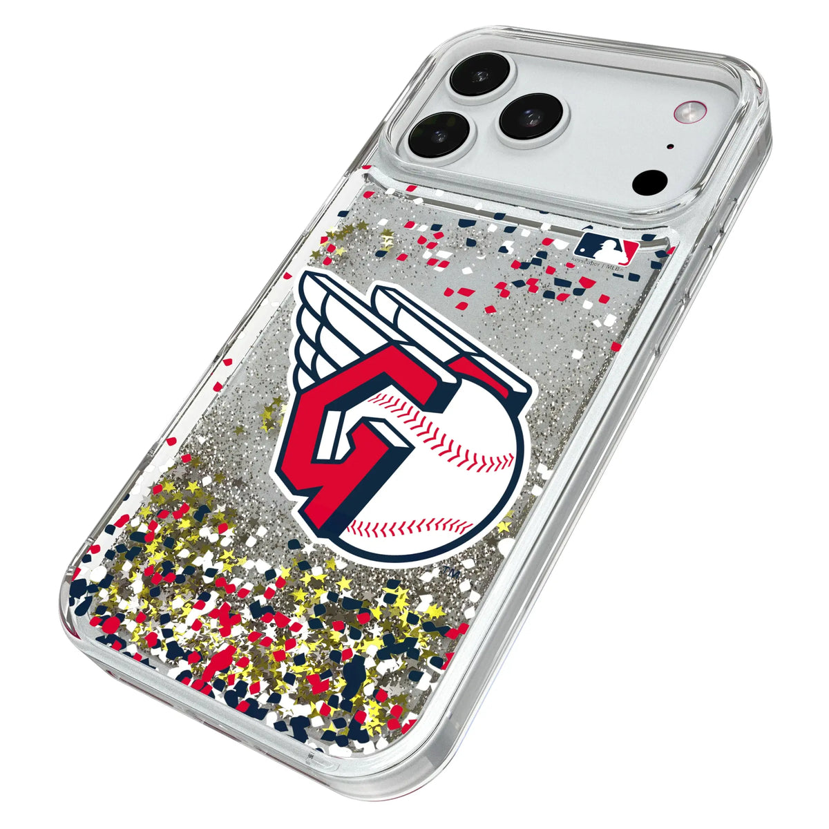 Cleveland Guardians Confetti iPhone Glitter Phone Case for Apple iPhone - Isometric View#Device_iPhone 18 Pro Max