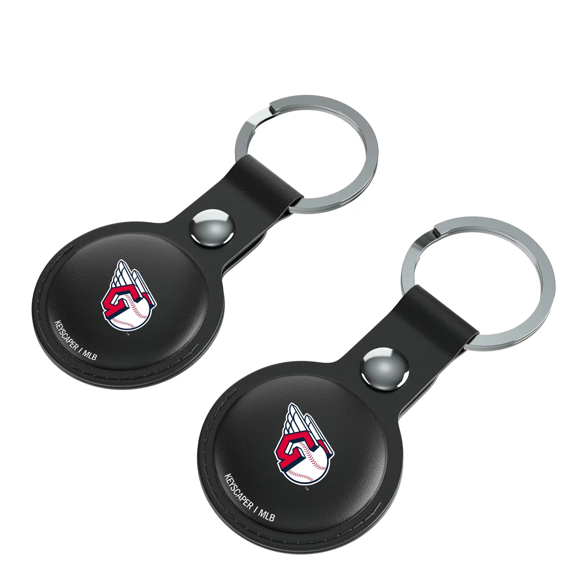 Cleveland Guardians Insignia AirTag Black Airtag Holder 2-Pack - Isometric View
