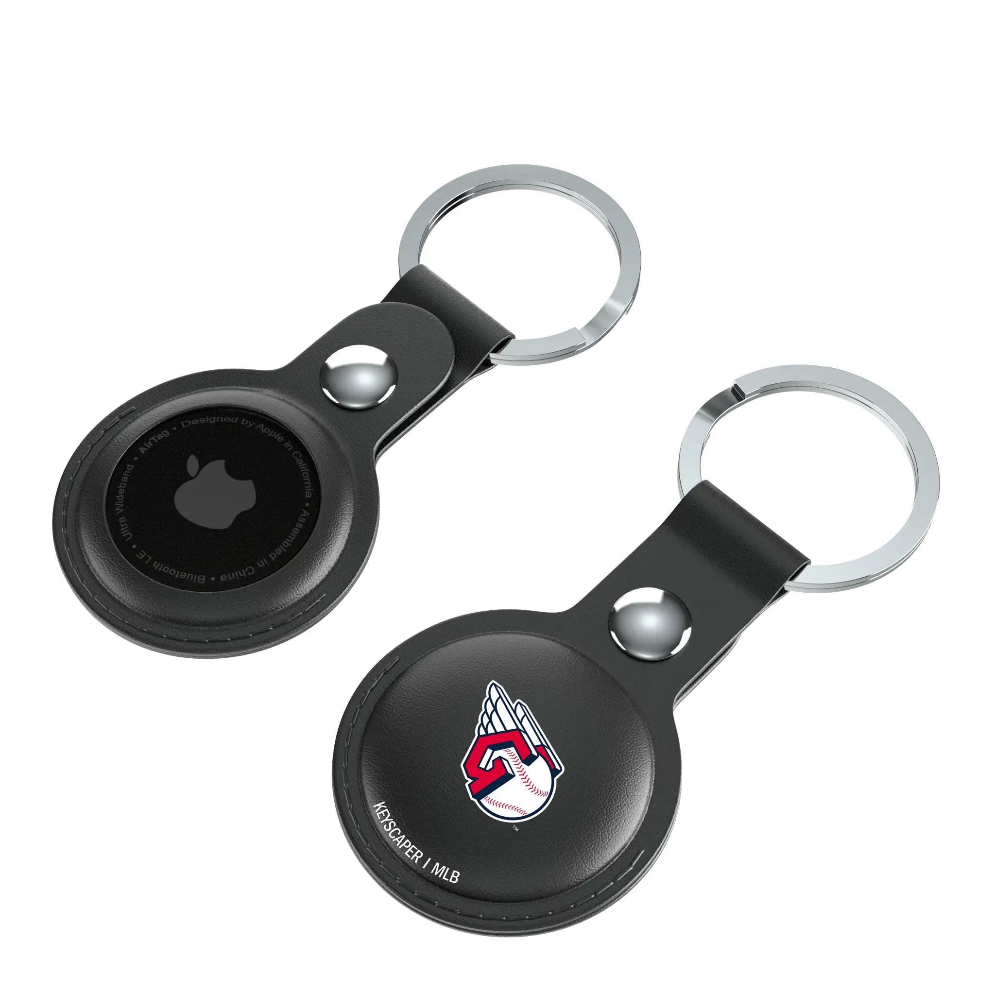 Cleveland Guardians Insignia AirTag Black Airtag Holder 2-Pack - Isometric View