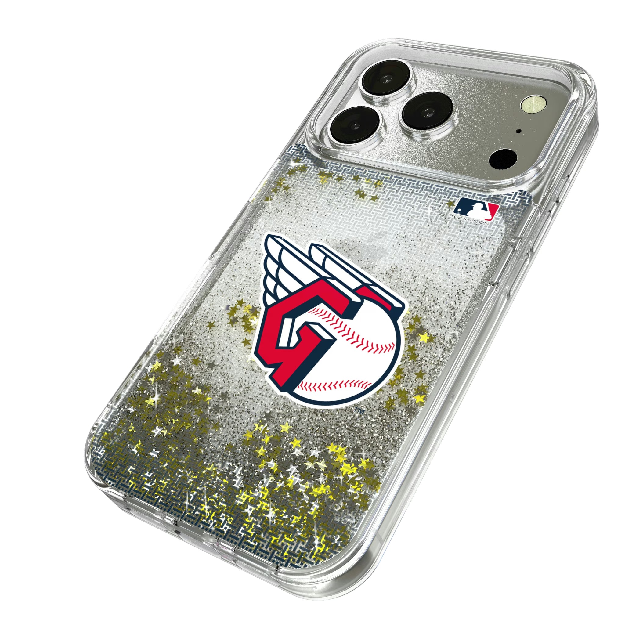 Cleveland Guardians Linen iPhone Glitter Phone Case for Apple iPhone - Isometric View