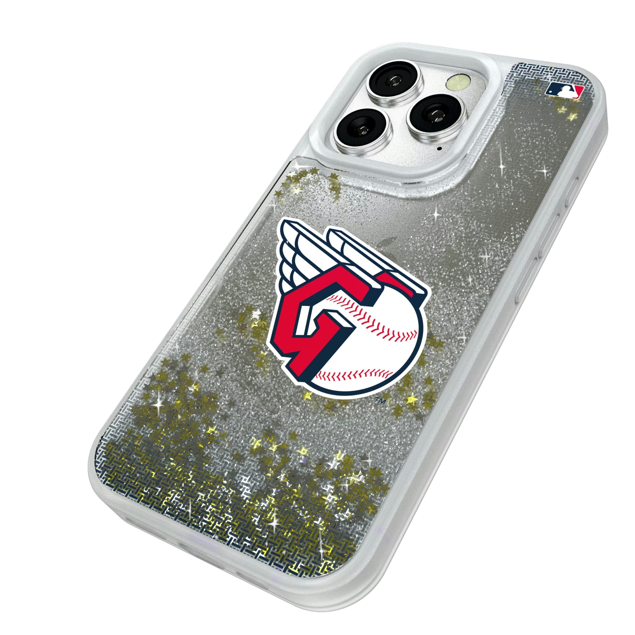 Cleveland Guardians Linen iPhone Glitter Phone Case for Apple iPhone - Isometric View#Device_iPhone 16 Pro