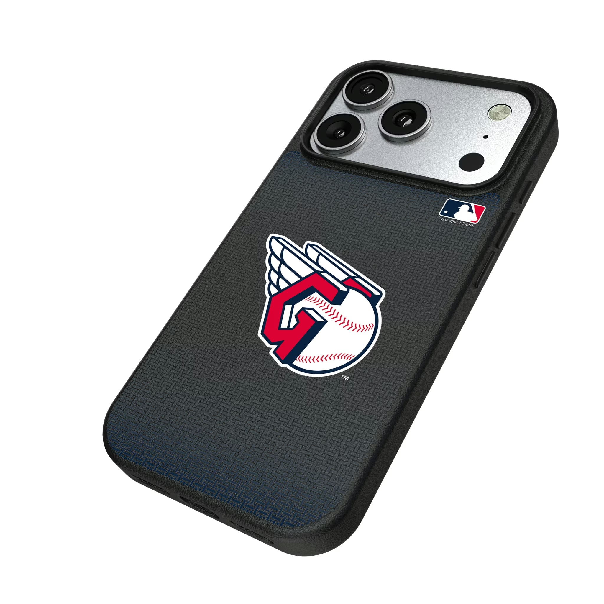 Cleveland Guardians Linen iPhone MagSafe Compatible Phone Case for Apple iPhone - Isometric View#Device_iPhone 17 Pro