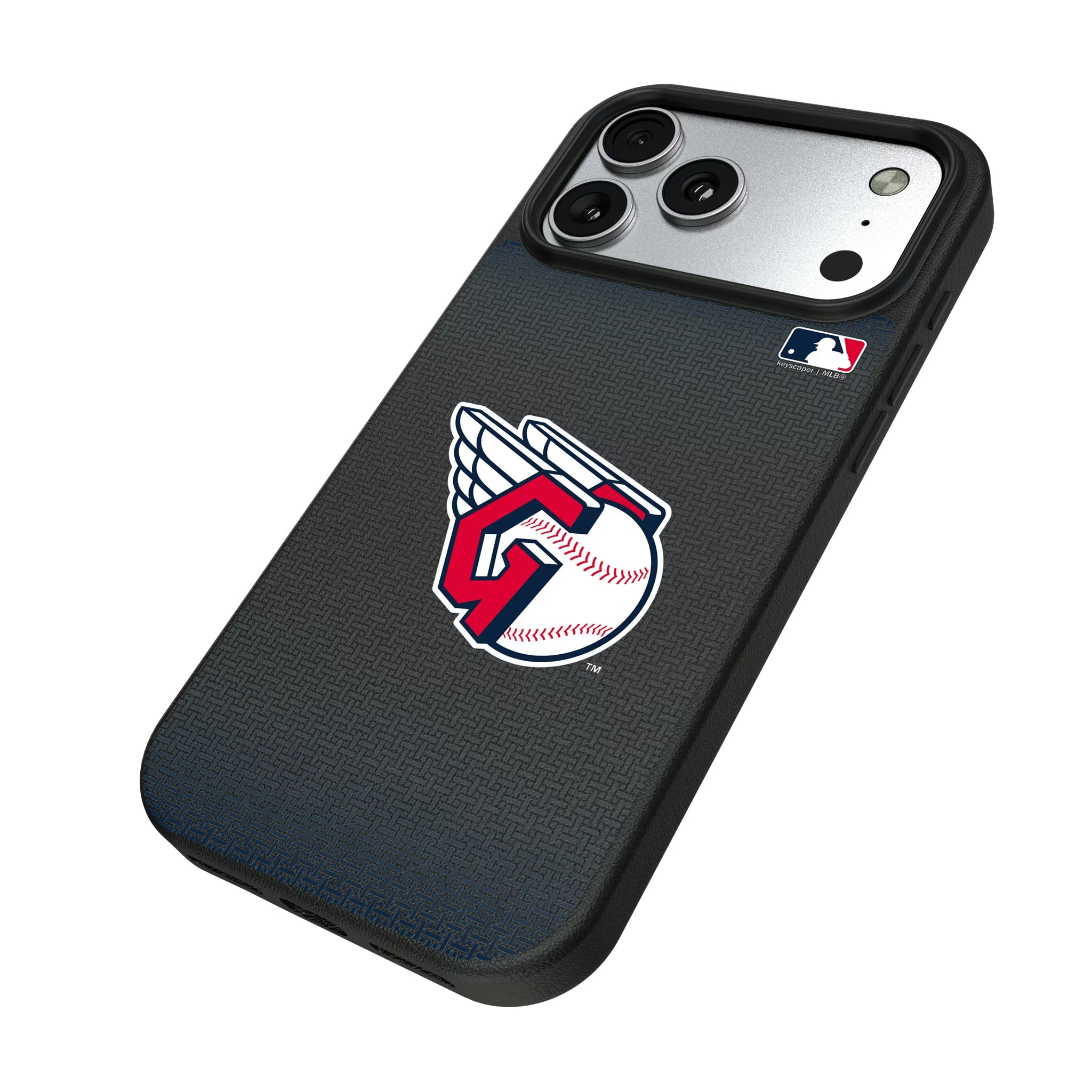 Cleveland Guardians Linen iPhone MagSafe Compatible Phone Case for Apple iPhone - Isometric View#Device_iPhone 17 Pro Max