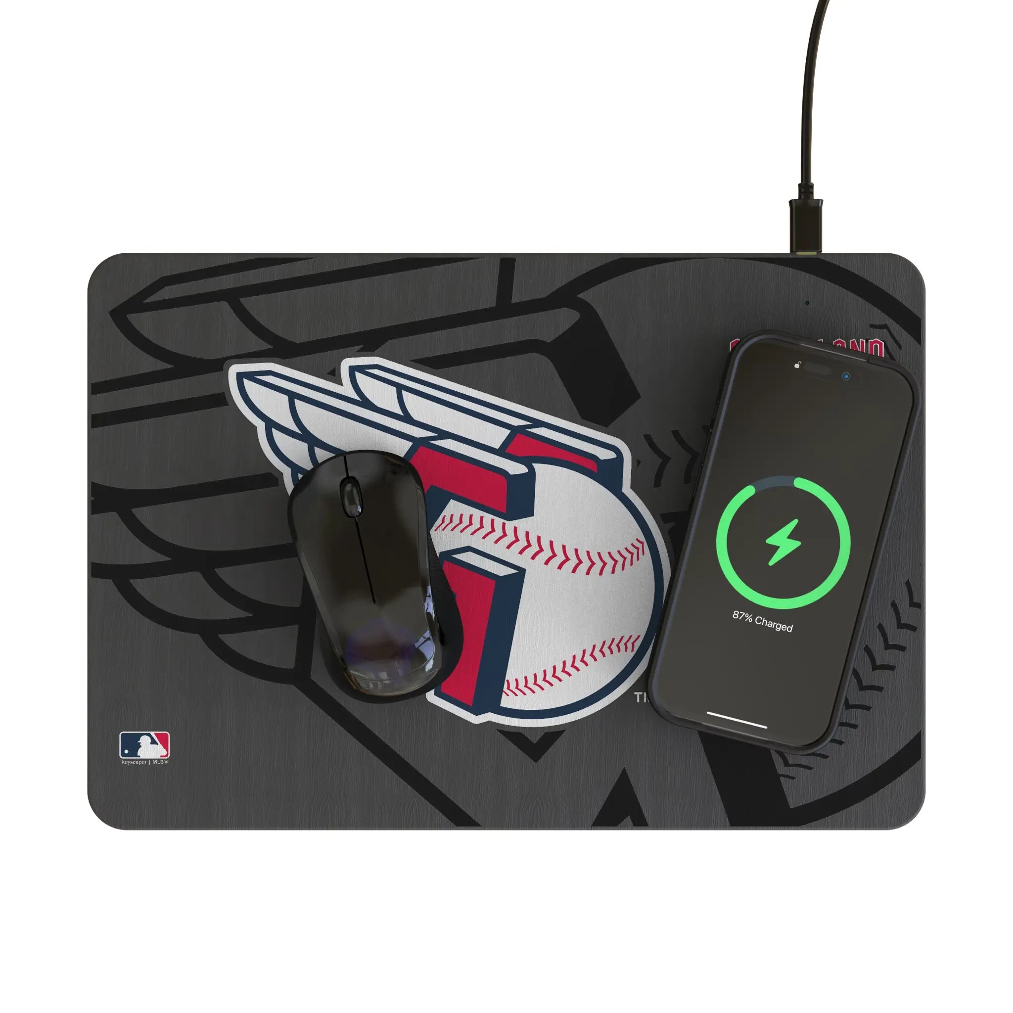 Cleveland Guardians Monocolor Tilt 15-Watt Wireless Charger and Mouse Pad - Lifestyle