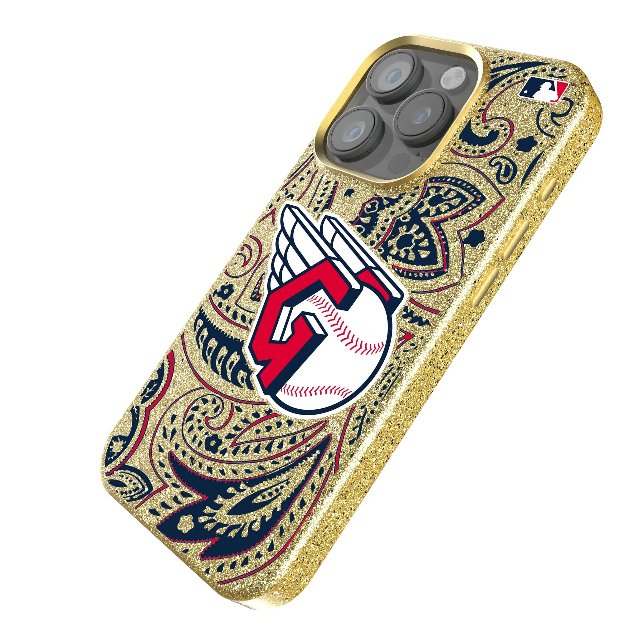 Cleveland Guardians Paisley iPhone Bling Phone Case for Apple iPhone - Isometric View
