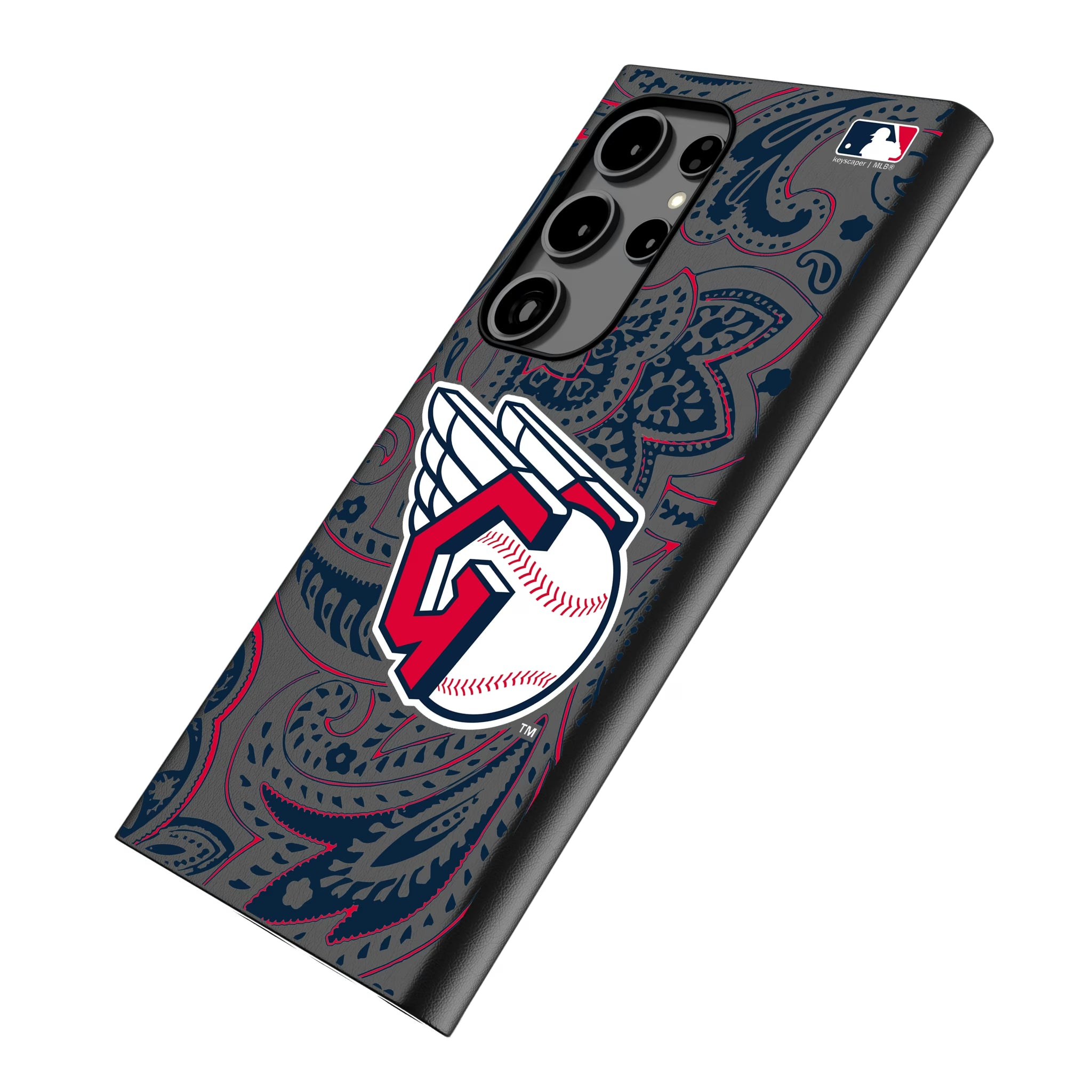 Cleveland Guardians Paisley Galaxy MagSafe Compatible Phone Case for Samsung Galaxy - Isometric View