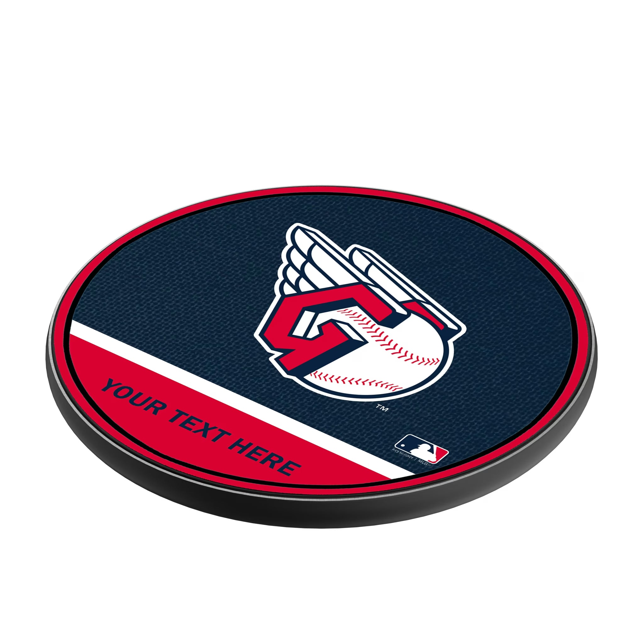 Cleveland Guardians Personalized Endzone Solid 15-Watt Wireless Charger - Isometric View