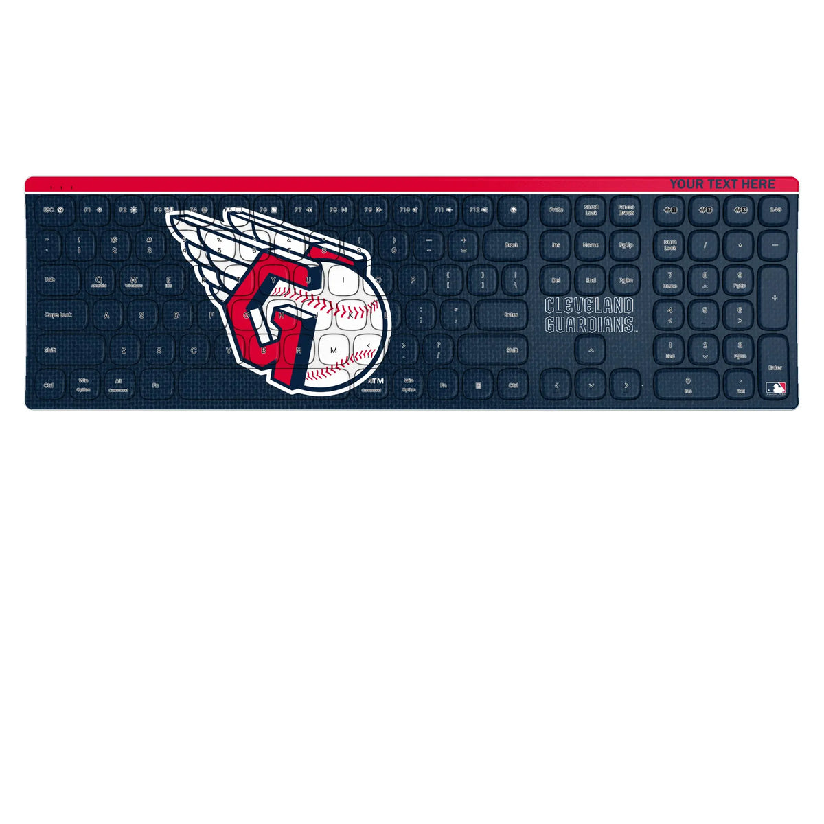 Cleveland Guardians Personalized Endzone Solid KKB605 Curved Wireless Keyboard