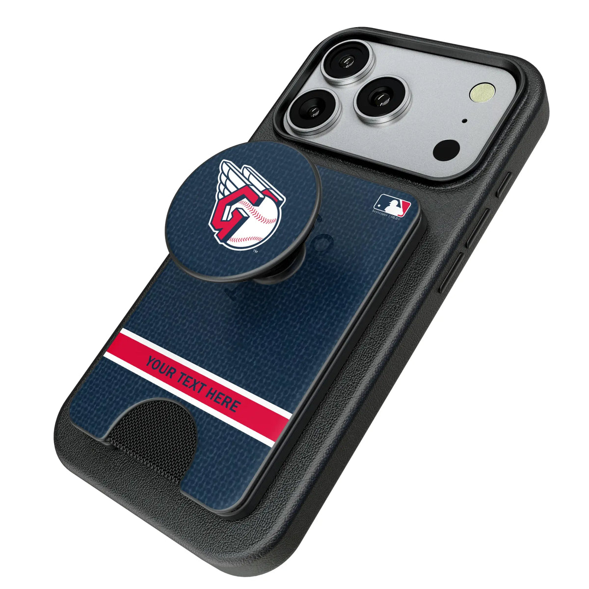 Cleveland Guardians Personalized Endzone Solid Popsockets Wallet Magnetic - Isometric View