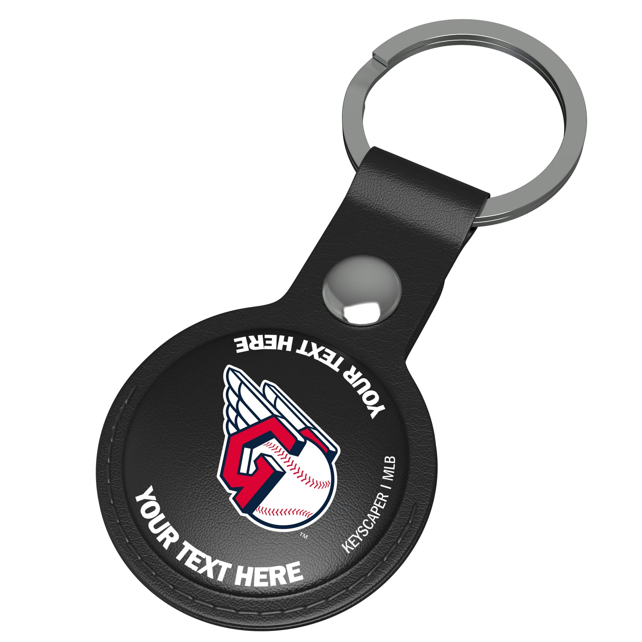 Cleveland Guardians Personalized Insignia AirTag Black Airtag Holder - Isometric View