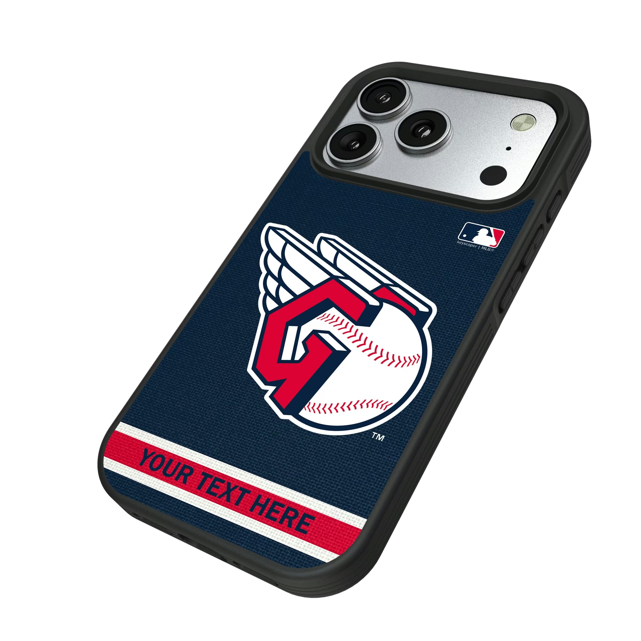 Cleveland Guardians Personalized Stripe iPhone Bump Phone Case for Apple iPhone - Isometric View#Device_iPhone 17 Pro