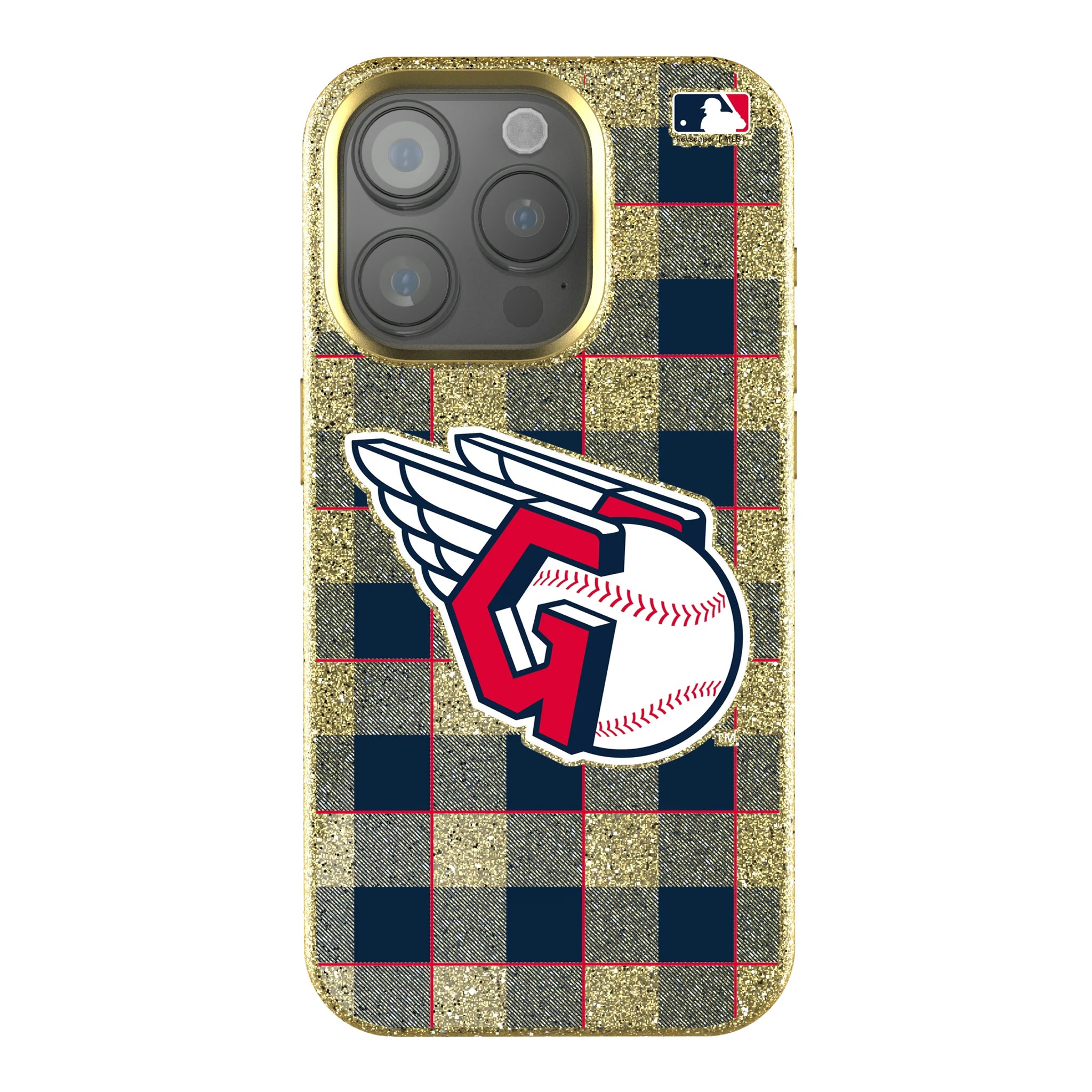 Cleveland Guardians Plaid iPhone Bling Phone Case for Apple iPhone