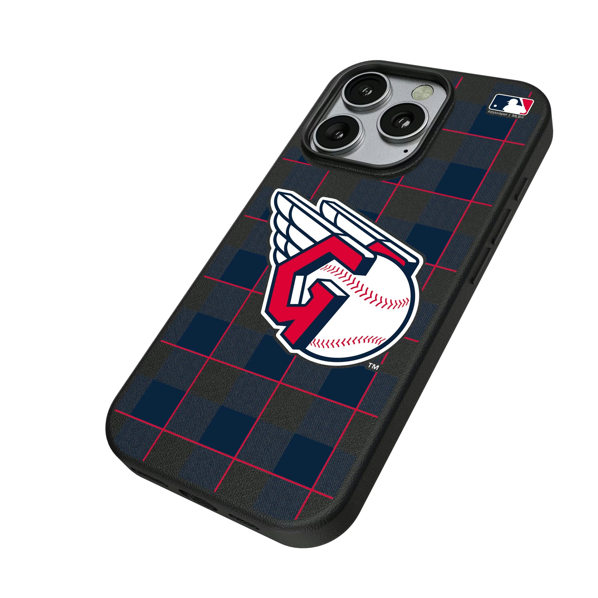 Cleveland Guardians Plaid iPhone MagSafe Compatible Phone Case for Apple iPhone - Isometric View