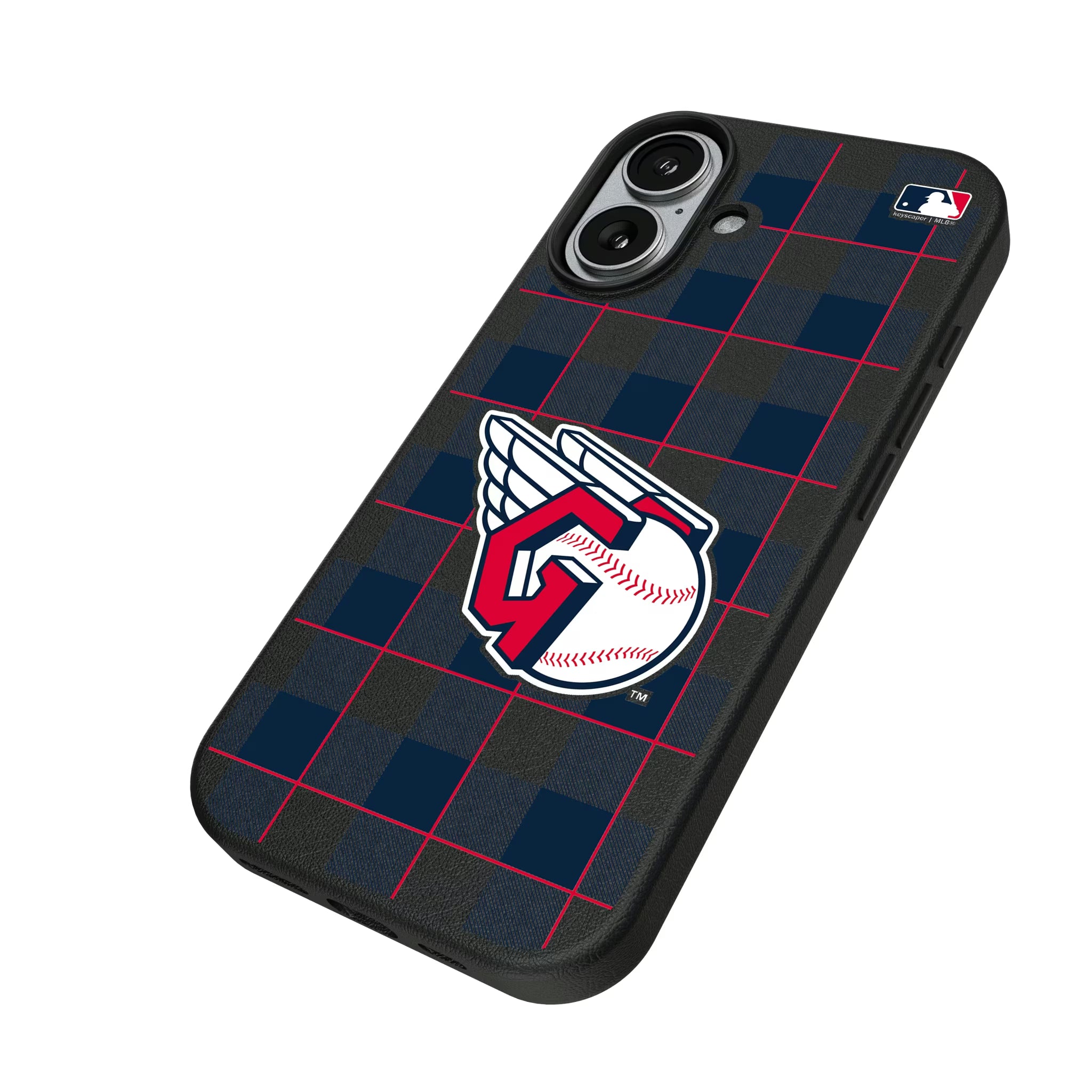 Cleveland Guardians Plaid iPhone MagSafe Compatible Phone Case for Apple iPhone - Isometric View#Device_iPhone 17