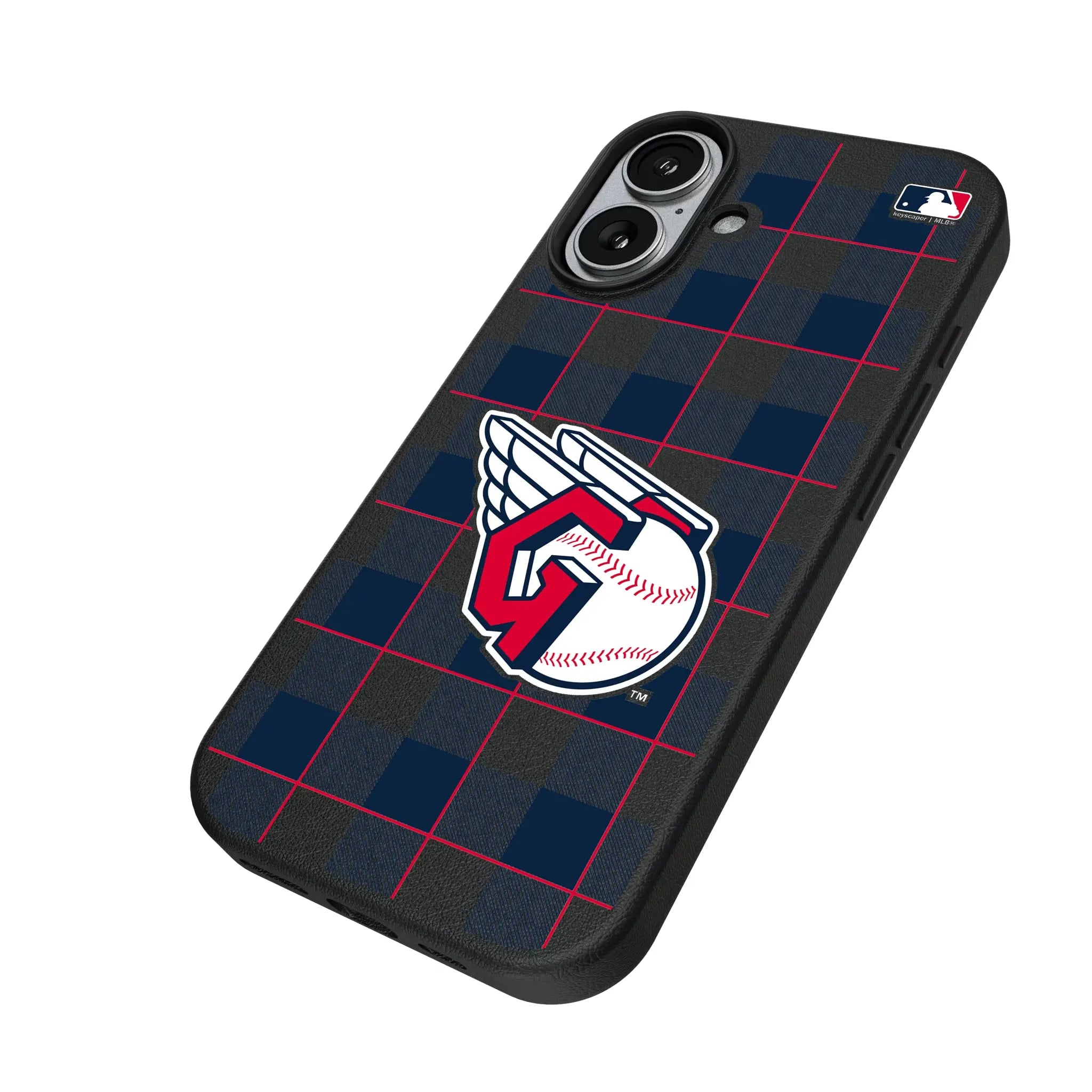 Cleveland Guardians Plaid iPhone MagSafe Compatible Phone Case for Apple iPhone - Isometric View#Device_iPhone 17