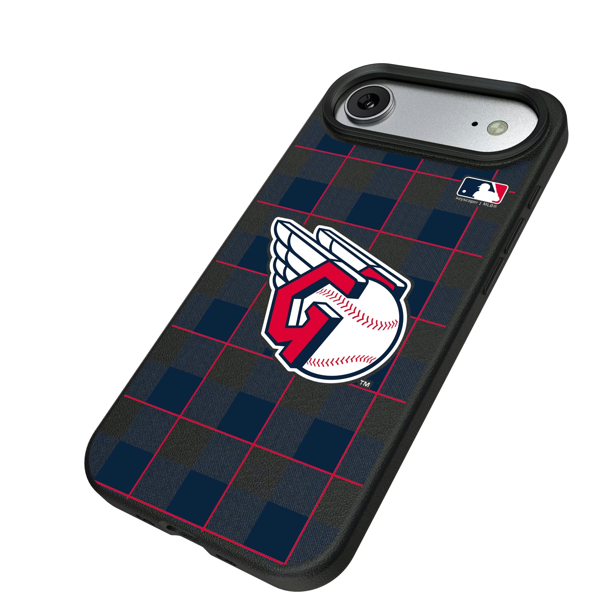 Cleveland Guardians Plaid iPhone MagSafe Compatible Phone Case for Apple iPhone - Isometric View#Device_iPhone Air